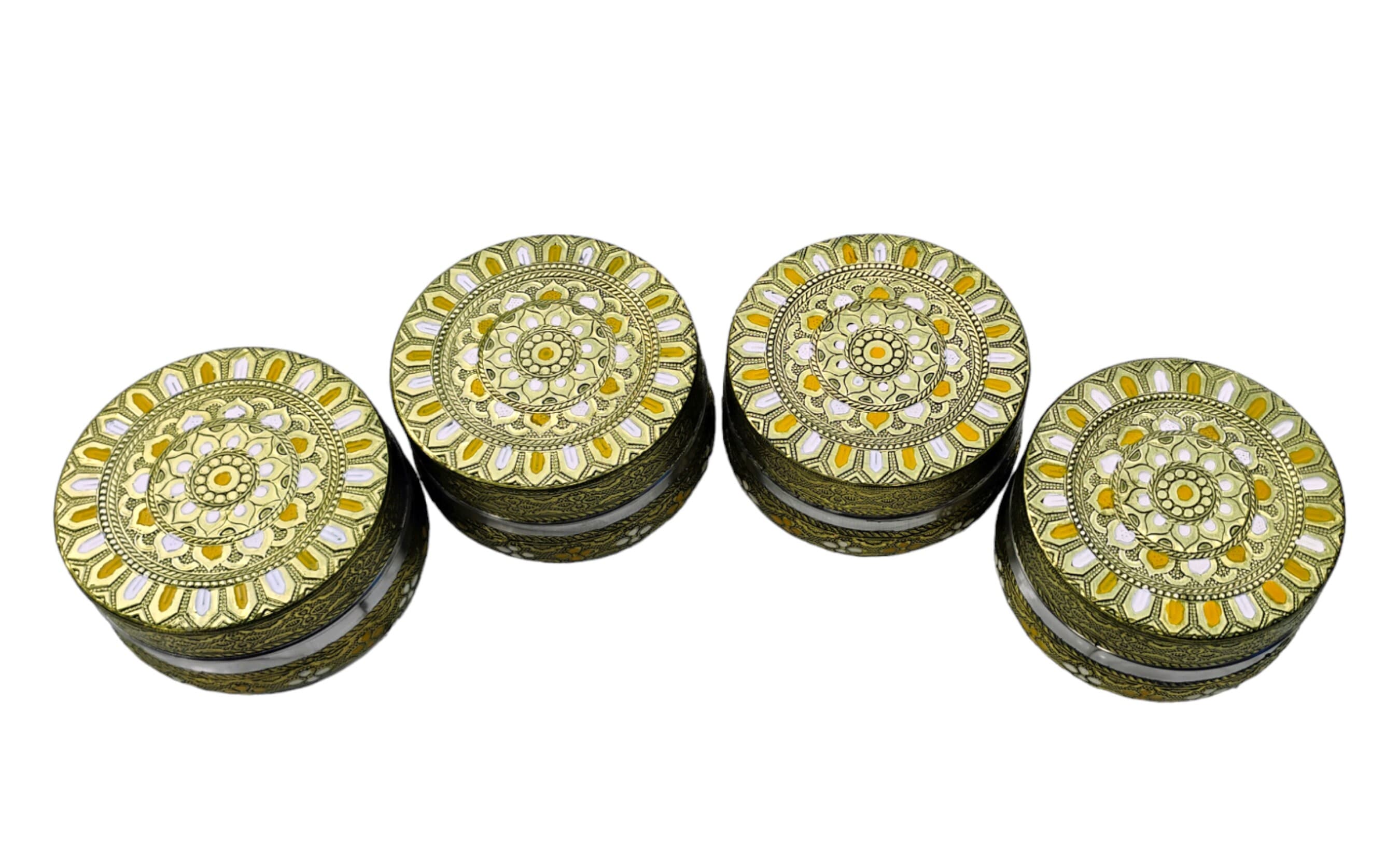 Meenakari Stainless Steel Dabba Containers (Set of 4), Oxidized Decorative Boxes - image 5