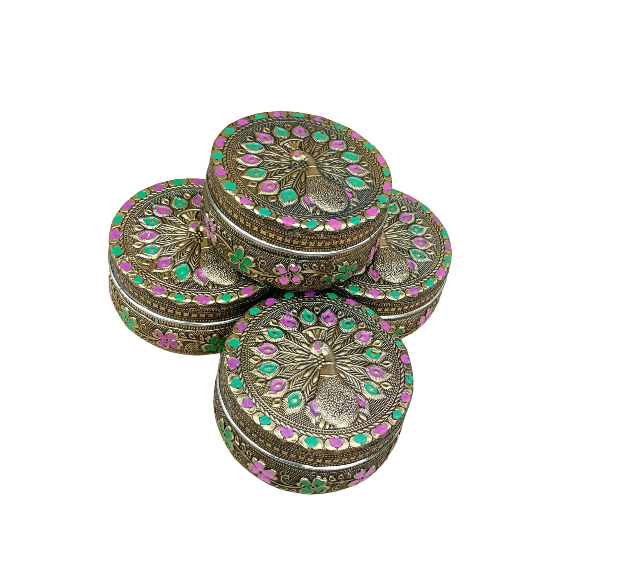 Handcrafted Meenakari Dabba – Oxidized Stainless Steel Decorative Box - image 2