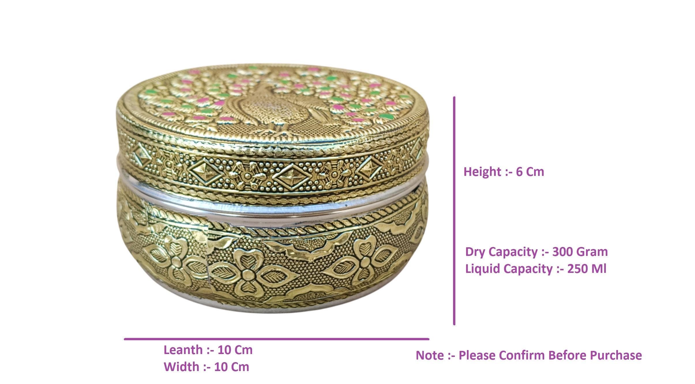 Meenakari Steel Storage Box – Handcrafted Indian Wedding Gift - image 4