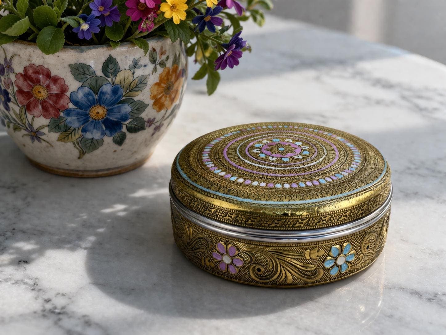Meenakari  Steel Storage Box | Chapati, Dry Fruit Box, Mithai & Namkeen Container | Decorative Return Gift For Marriage, Diwali, Wedding.