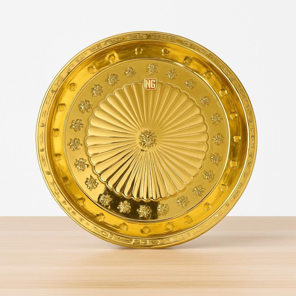 Pure Brass Parat – Traditional Indian Mixing & Serving Plate (16 Inch) - image 3