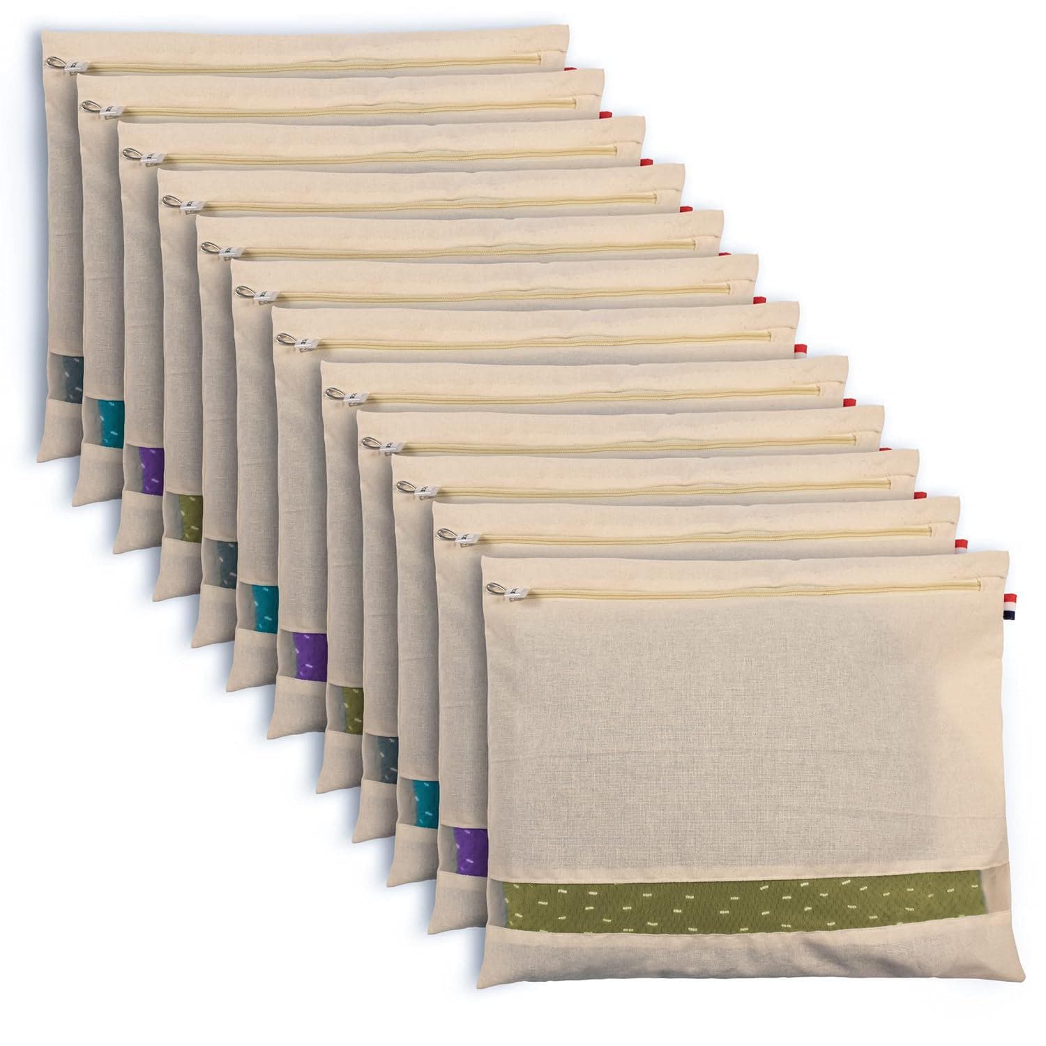 Cotton Saree Bags, Zip Closure, Transparent Window, Beige, Set of 5,10,15 - image 3