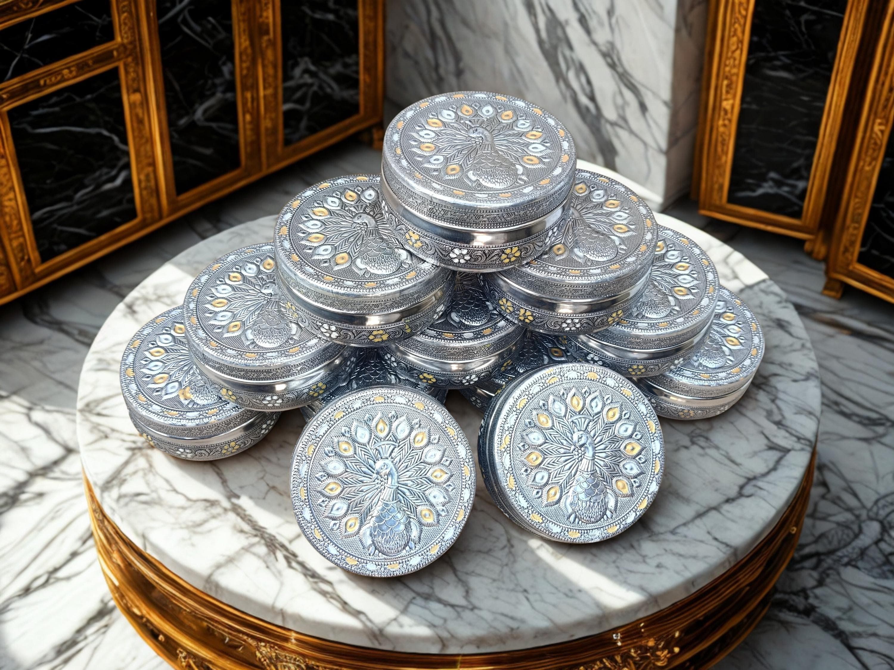 Meenakari Dabba - Handcrafted Oxidized Stainless Steel Storage Container