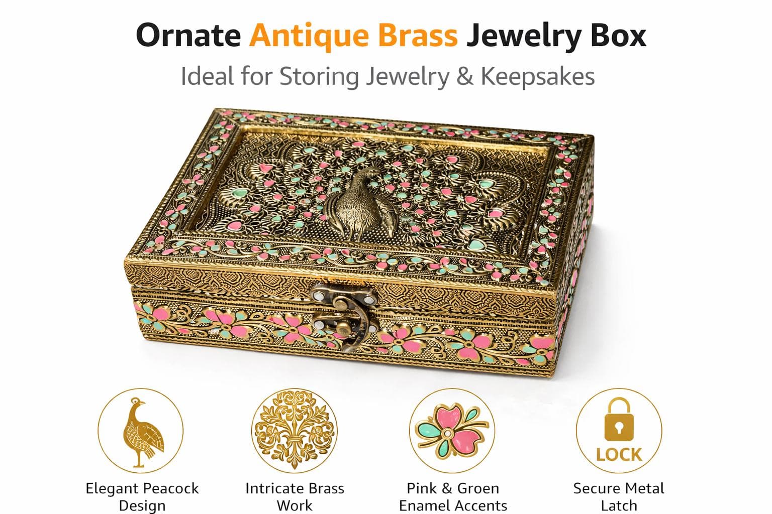 Meenakari Jewellery Box | Handmade Oxidized Vanity Storage (7x5) - image 4