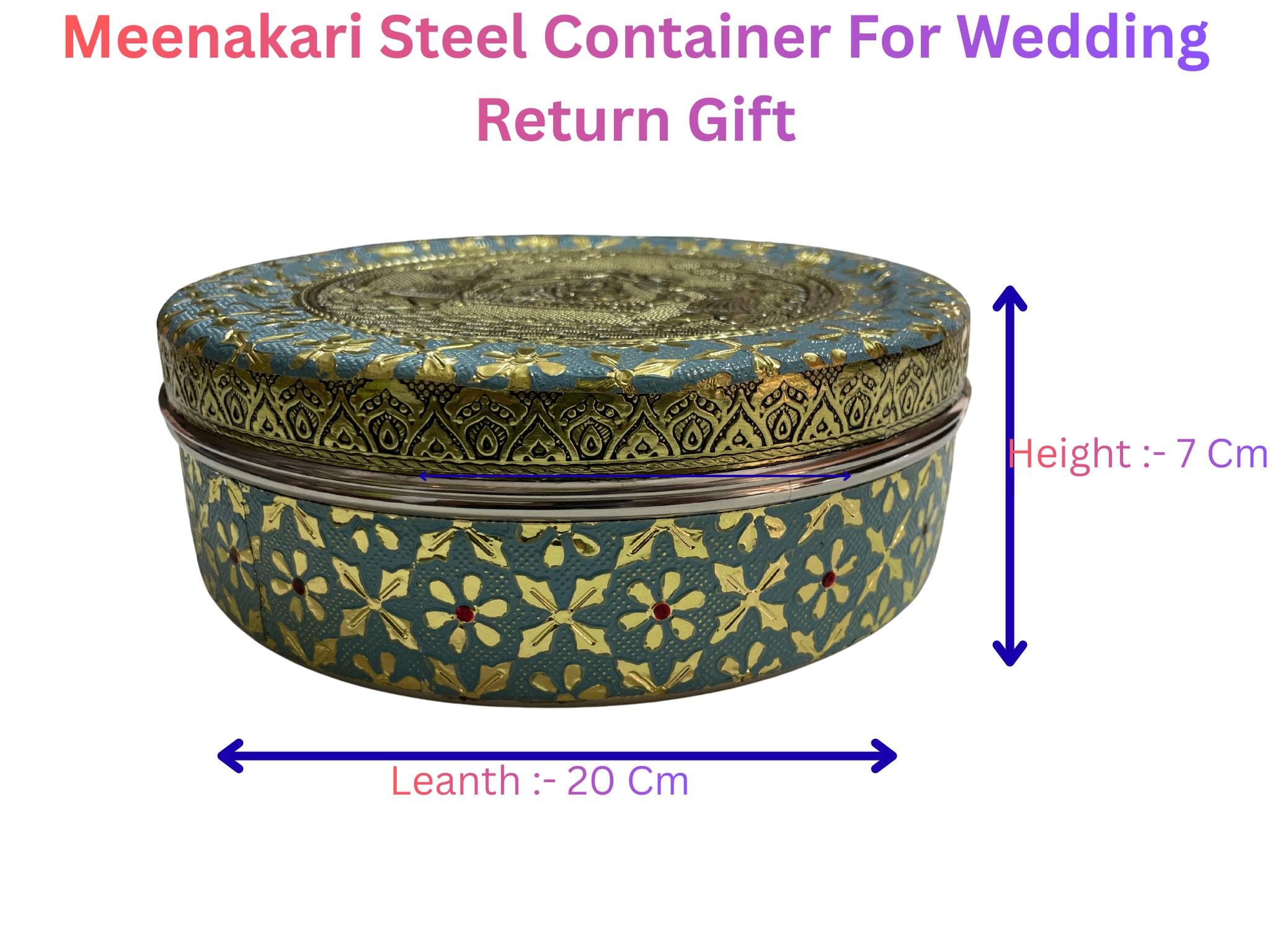 Meenakari Dabba Box: Golden Chapati Container, Indian Wedding Gift - image 5