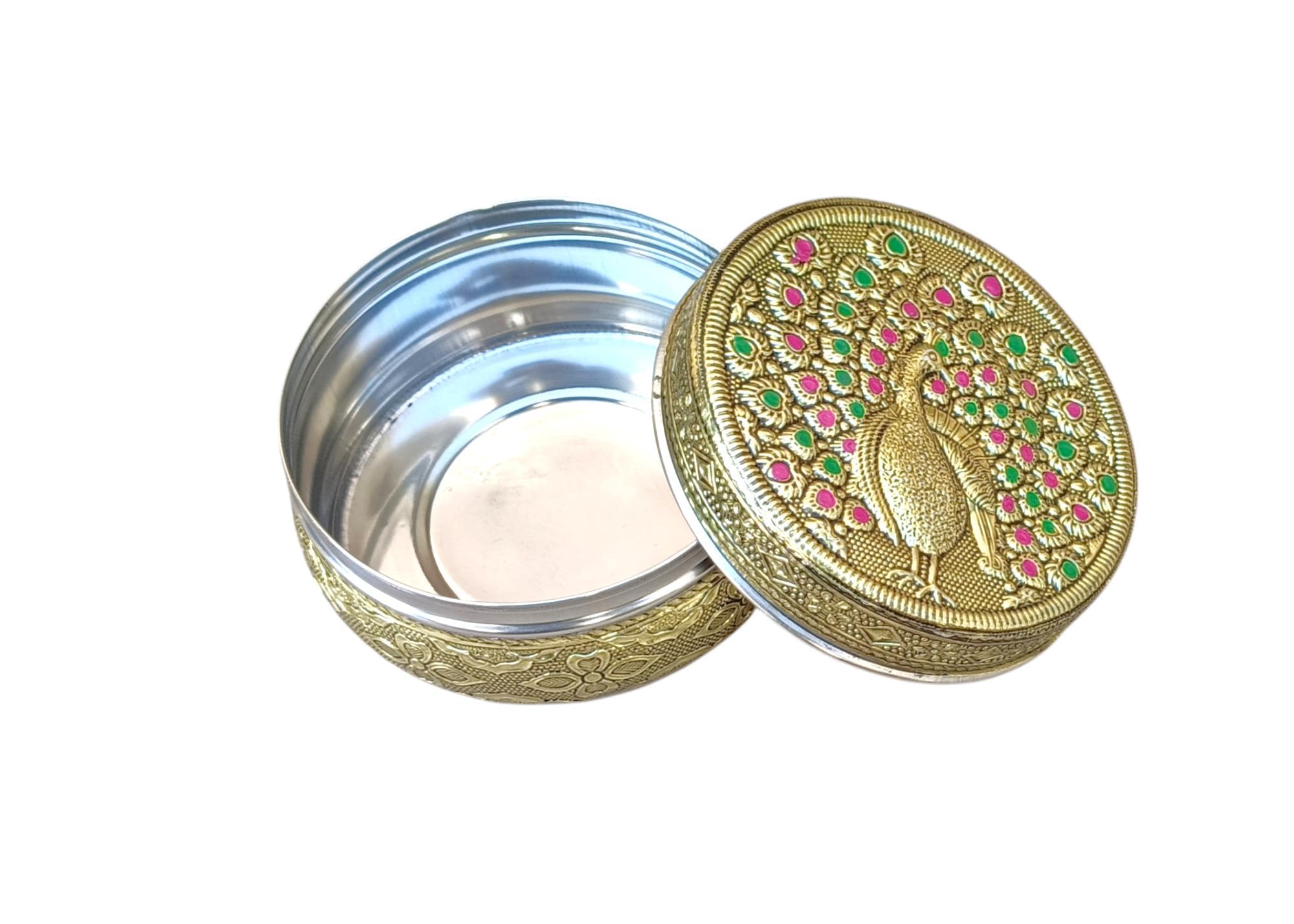 Meenakari Steel Storage Box – Handcrafted Indian Wedding Gift