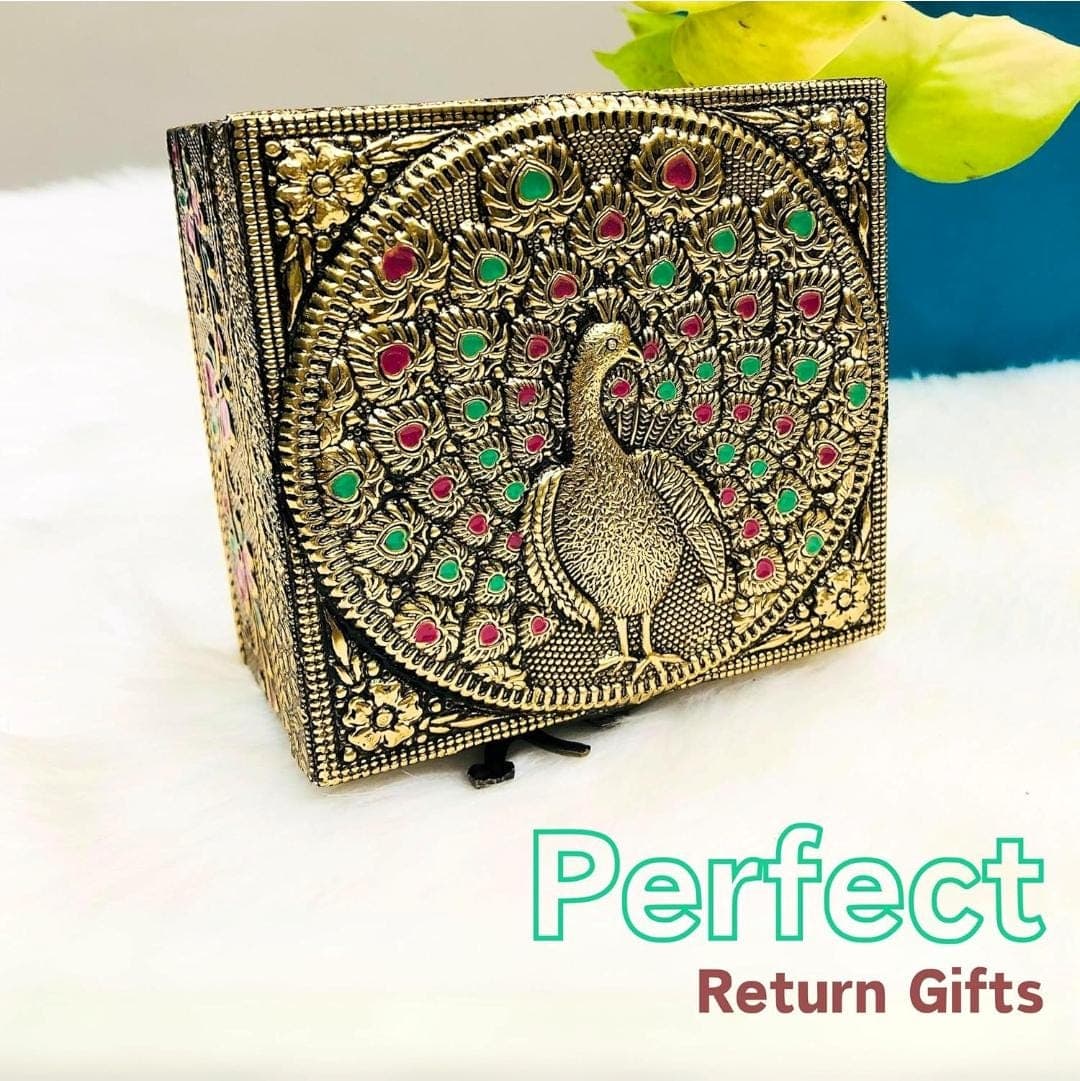 Meenakari Jewelry Box | Handmade Oxidized Vanity Storage, 4x4 - image 4