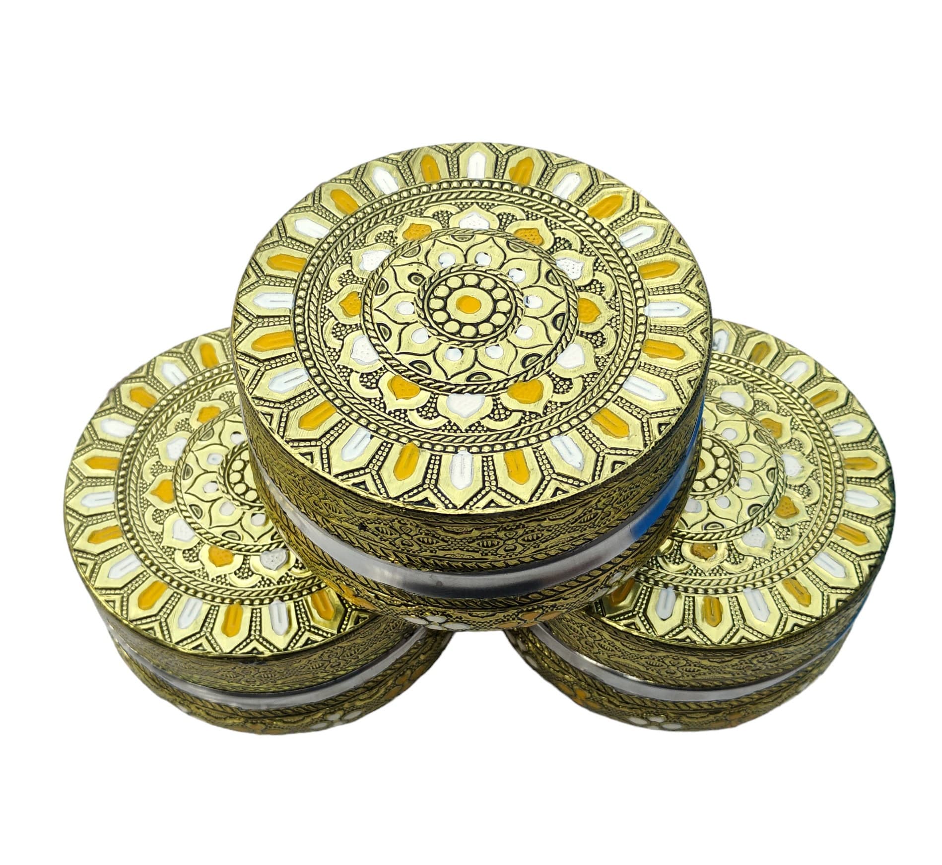 Handcrafted Meenakari Stainless Steel Dabba Box (Set of 3) - image 3