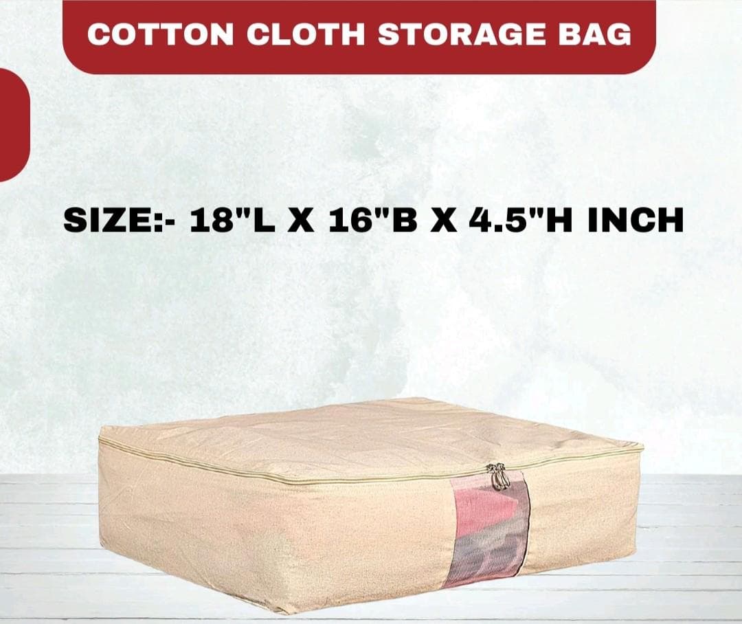 Handmade Cotton Clothes Storage Box with Zip (18x16x4.5 Inch) - image 4