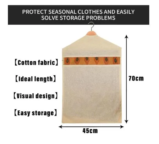 Pure Cotton Reusable Handmade Garment Cover, Eco-Friendly Clothes Storage with Net Window. - image 3