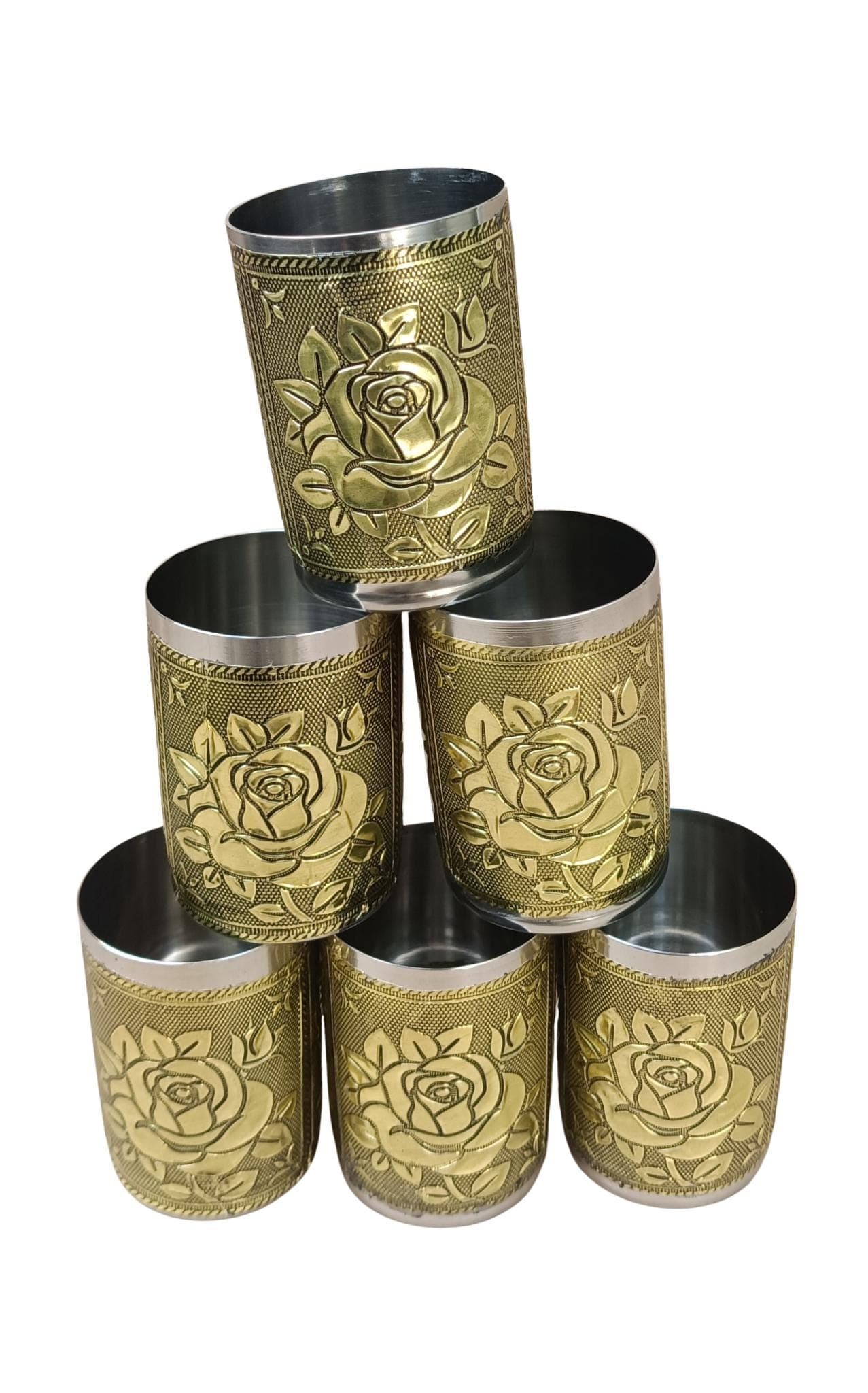 Meenakari Stainless Steel Glass Set | Indian Drinkware, Wedding Gifts - image 4