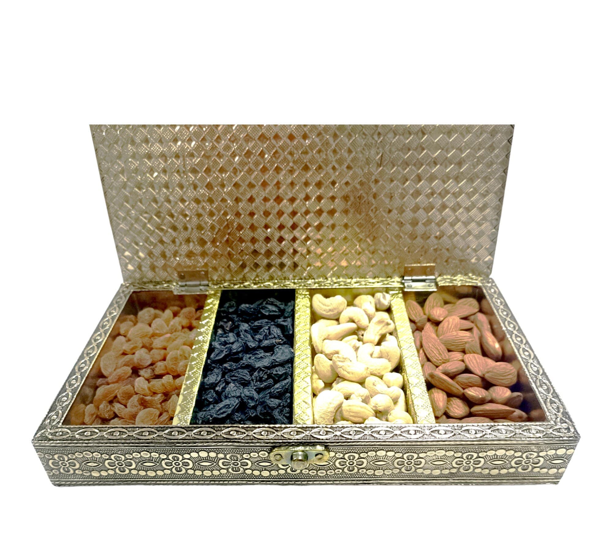 This box is made of wood and covered with traditional design metal foil
Wooden Chocolat,Mukhvas Box
Decorative dry fruit box
Handmade wooden dry fruit box
Festive,Traditional And Wedding Wooden Meenakari Dry Fruit Box
Handcrafted wooden dry fruit box