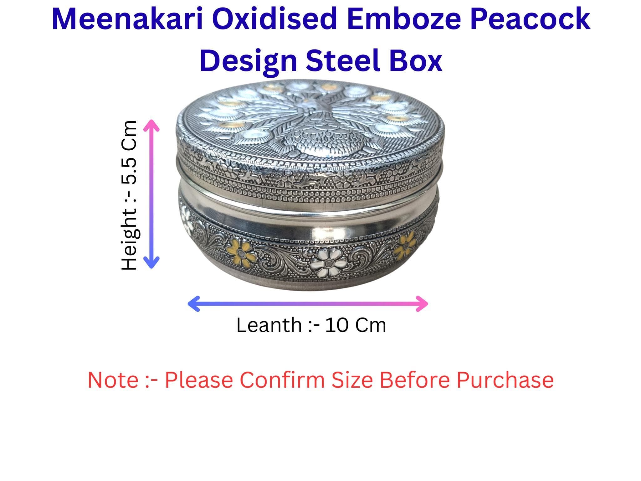 Meenakari Dabba Box – Handcrafted Oxidized Stainless Steel Container - image 4