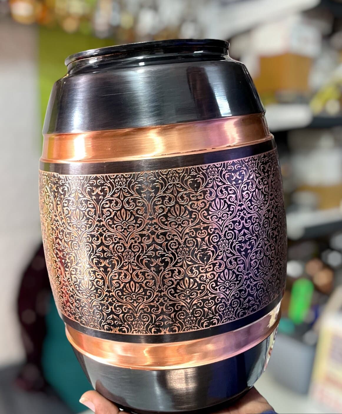 Copper water matka
Ayurvedic copper vessel
Traditional water pot
Antique copper container
Rustic water pot
Copperware for health
Ayurveda water container
Vintage copper pitcher
Copper pot for wellness
