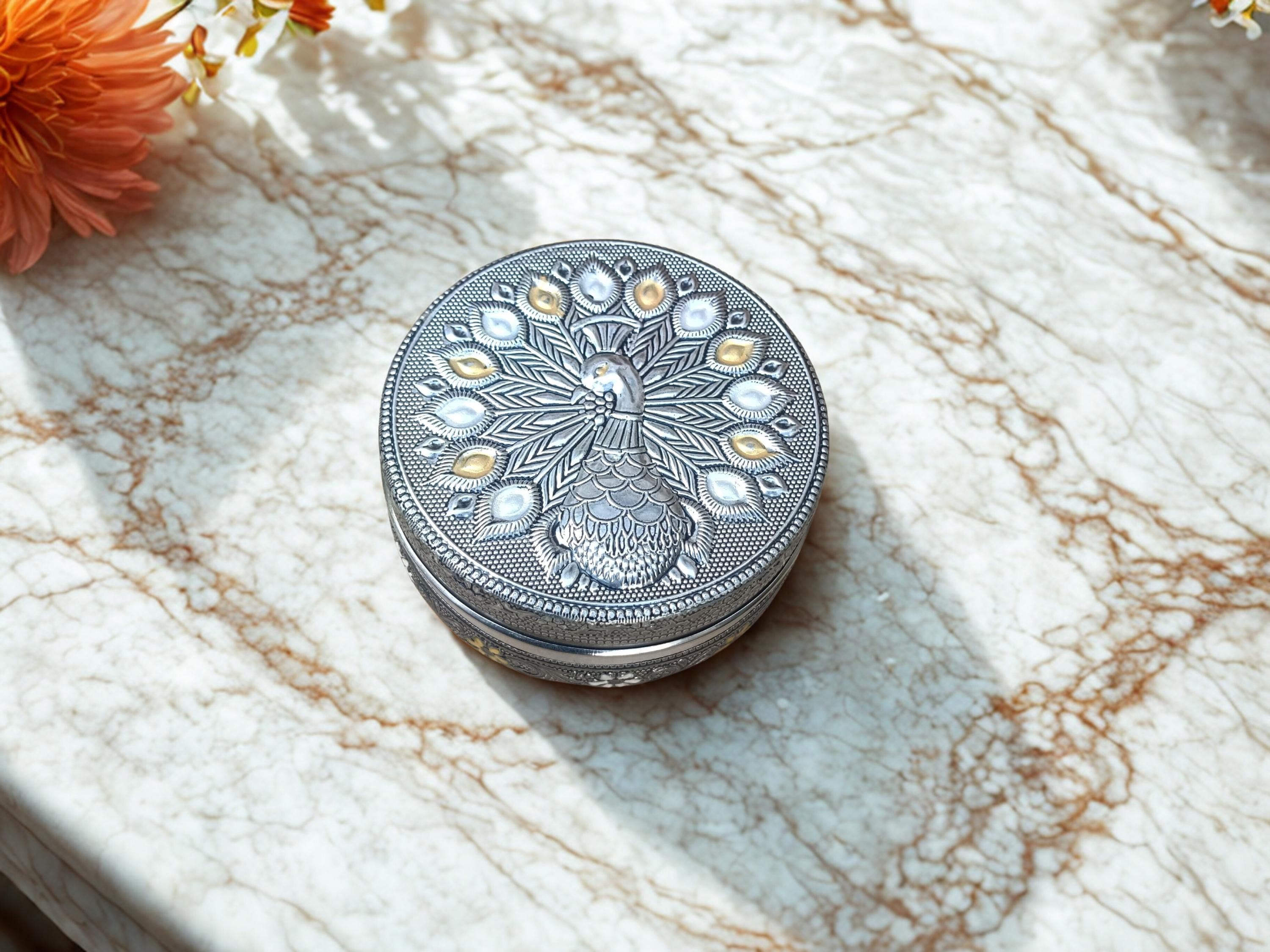 Meenakari Dabba Box – Handcrafted Oxidized Stainless Steel Container - image 3