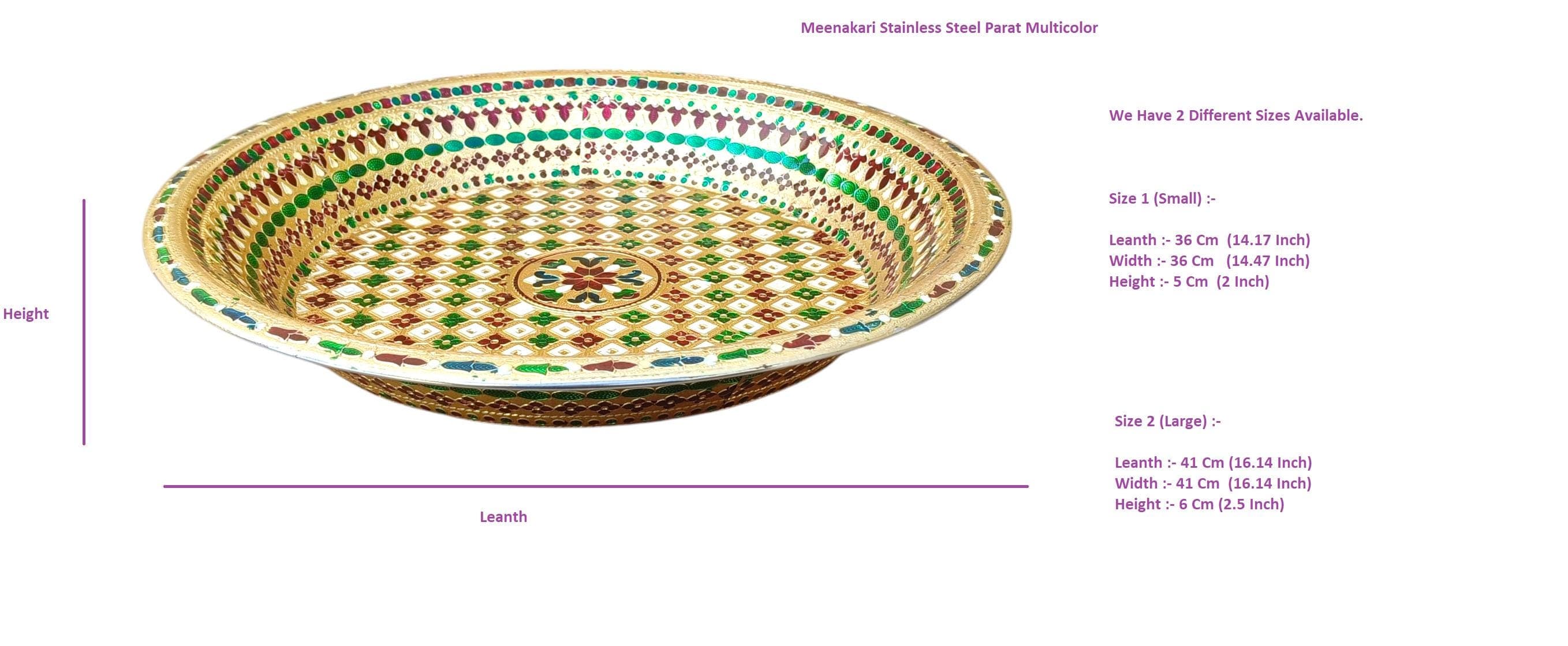 Meenakari Steel Parat: Traditional Indian Dough Kneader Plate, Ethnic Kitchen Decor (16 Inch) - image 5