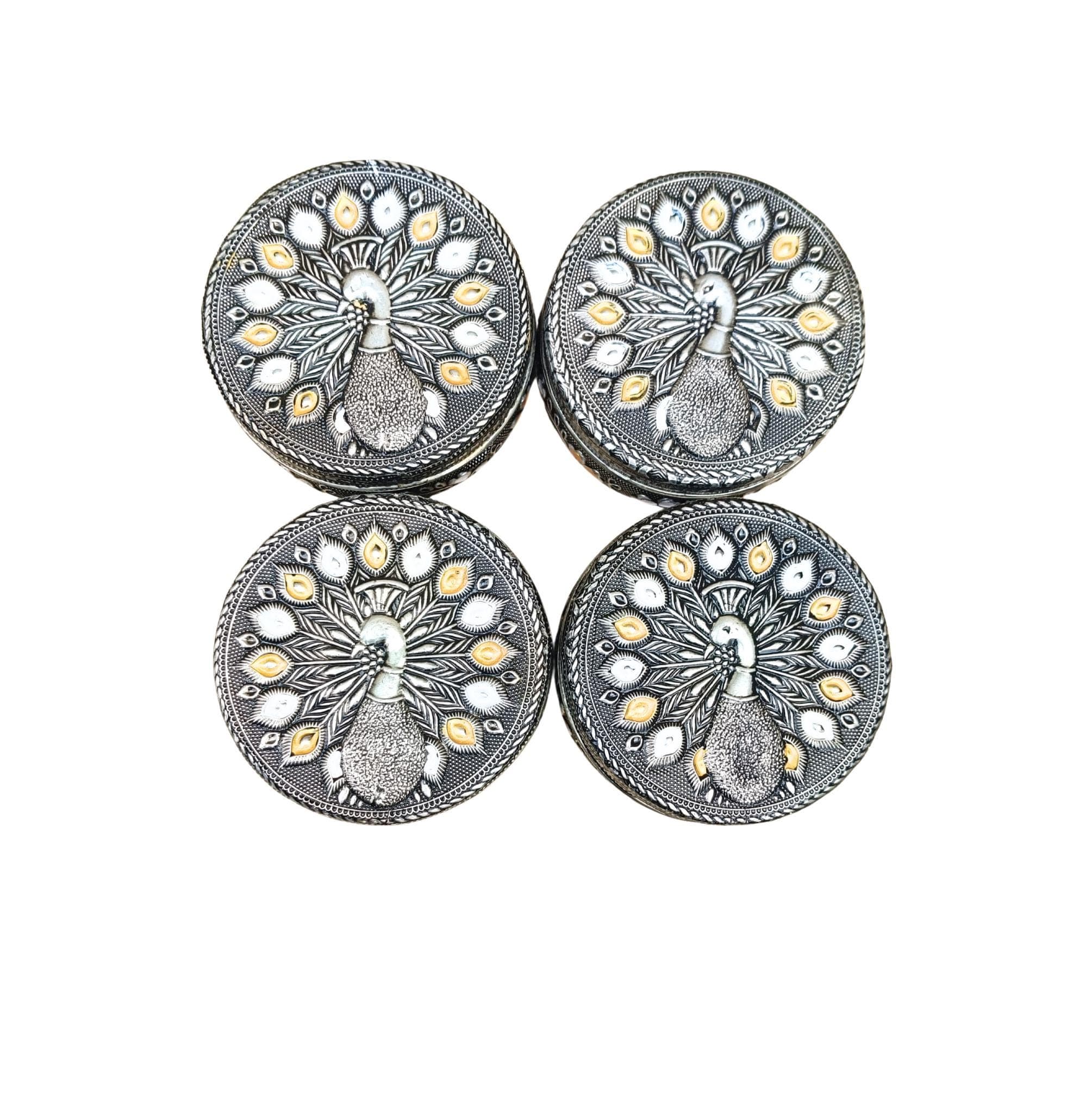 Meenakari Dabba Box – Oxidized Stainless Steel, Indian Wedding Favor - image 5