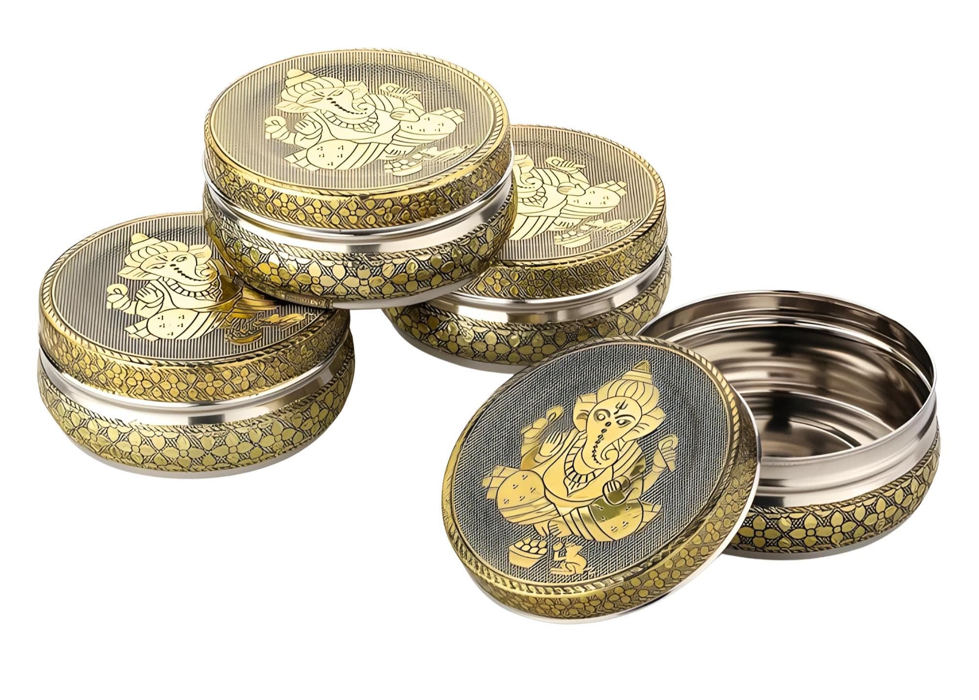 Meenakari Ganesh Stainless Steel Container, Indian Wedding Favor - image 5