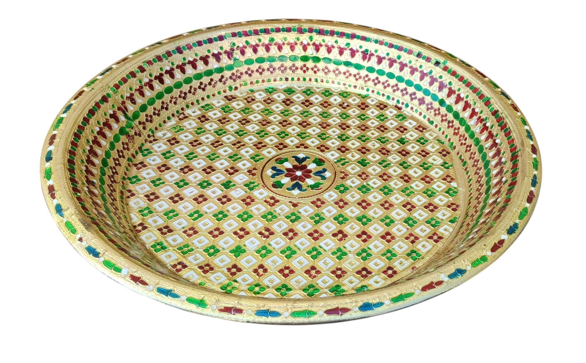 Meenakari Steel Parat: Traditional Indian Dough Kneader Plate, Ethnic Kitchen Decor (16 Inch) - image 4