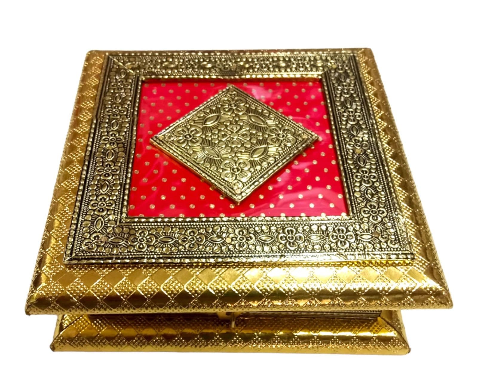 Oxidized Wooden Dry Fruit Box, Traditional Indian Gift Box