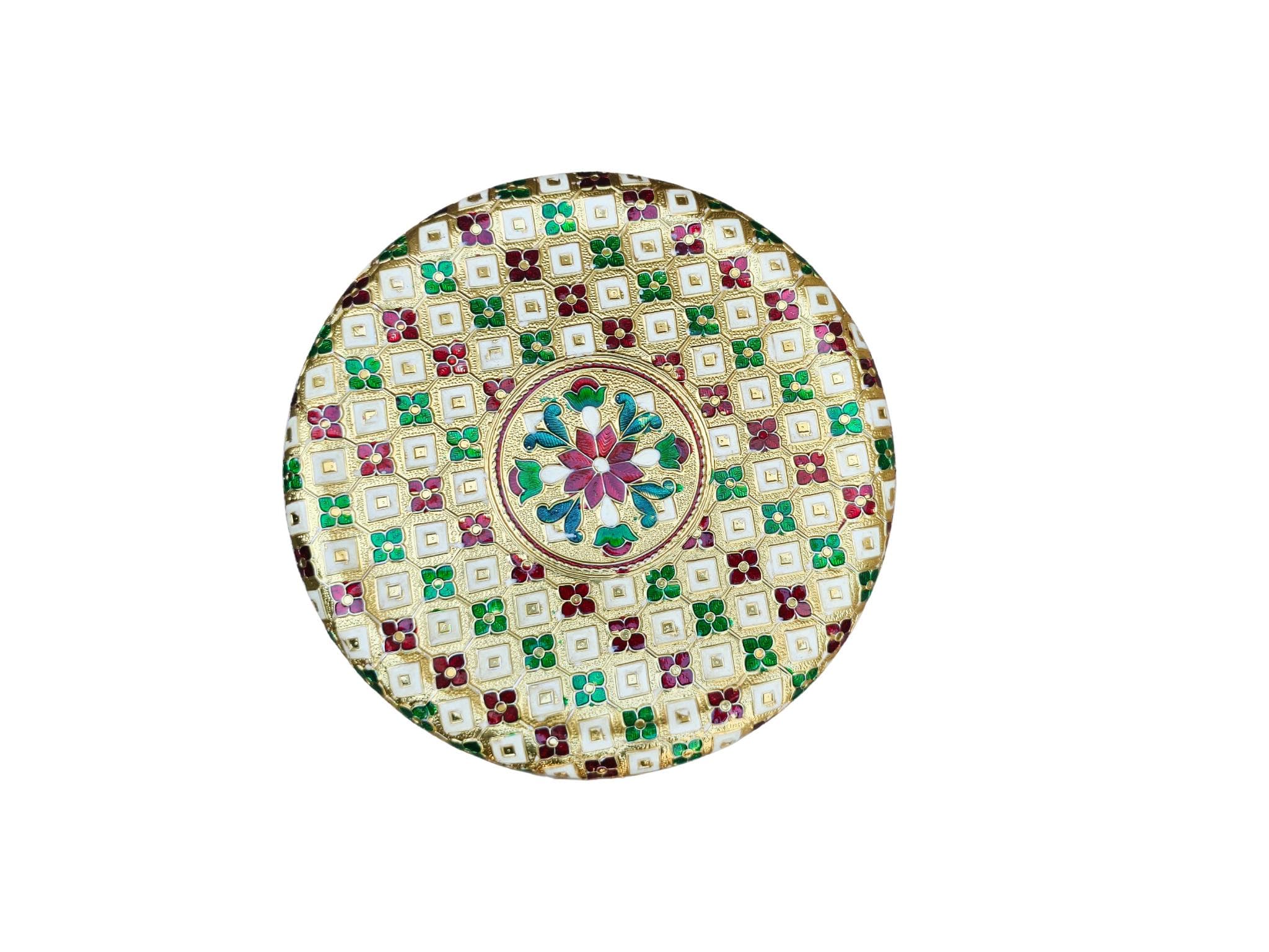 Meenakari Oxidized Flower Design Dabba - Handcrafted Stainless Steel Decorative Storage Box (Big) - image 3