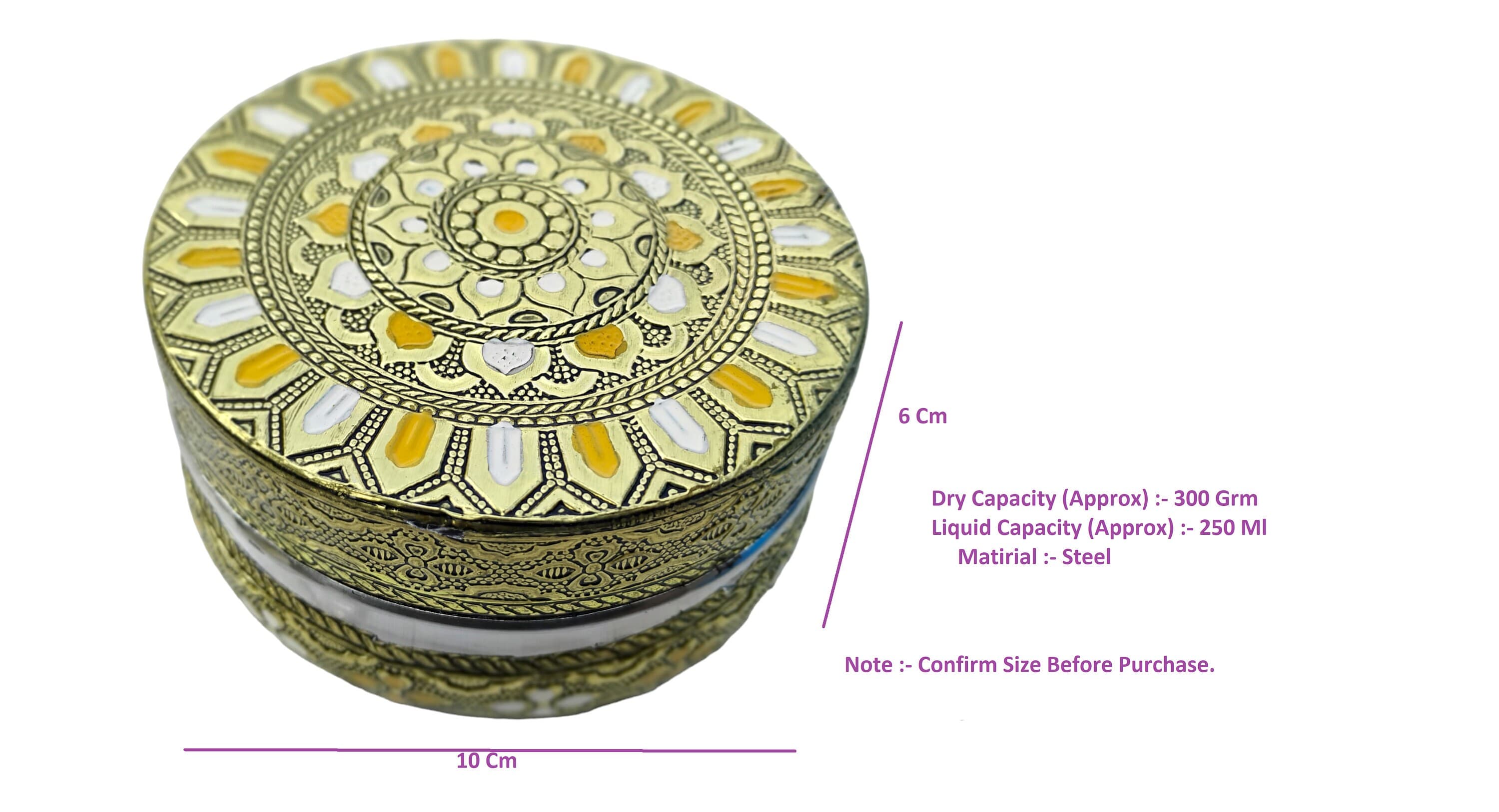 Handcrafted Meenakari Stainless Steel Dabba - Oxidized Dryfruit Storage Box - image 5