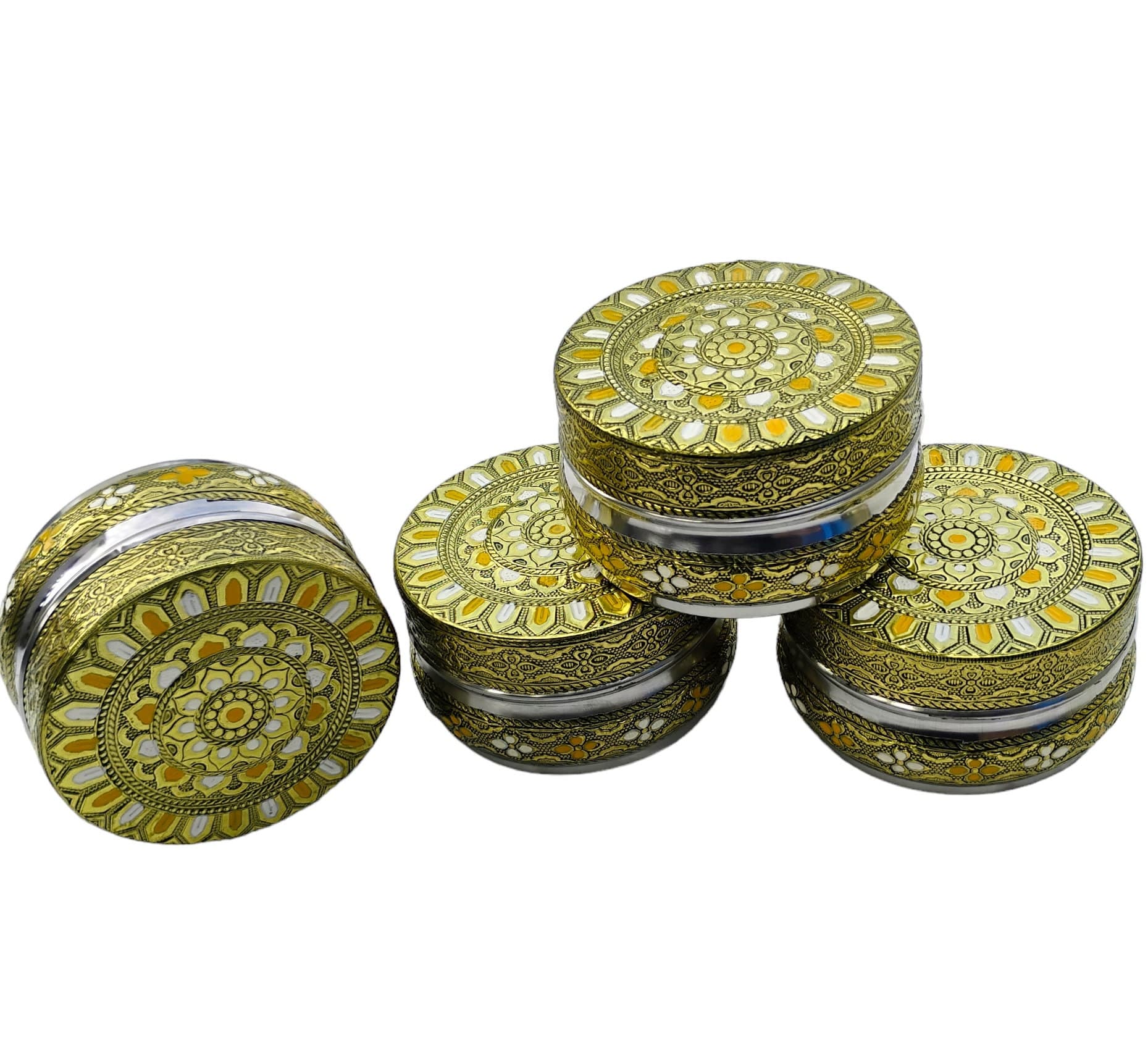 Meenakari Stainless Steel Dabba Containers (Set of 4), Oxidized Decorative Boxes - image 4
