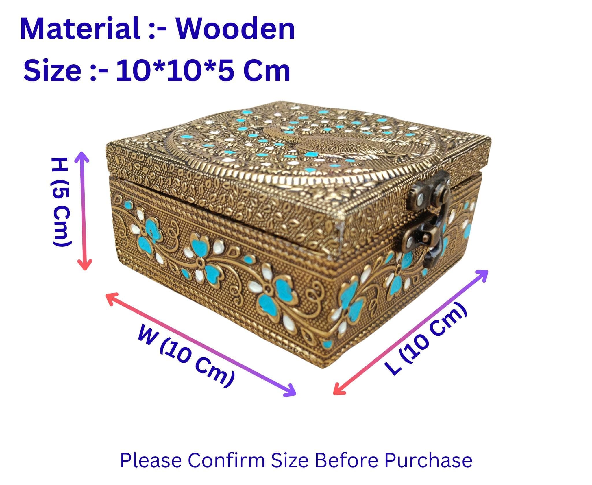 Meenakari Jewelry Box | Handmade Oxidized Wood Vanity Storage - image 4