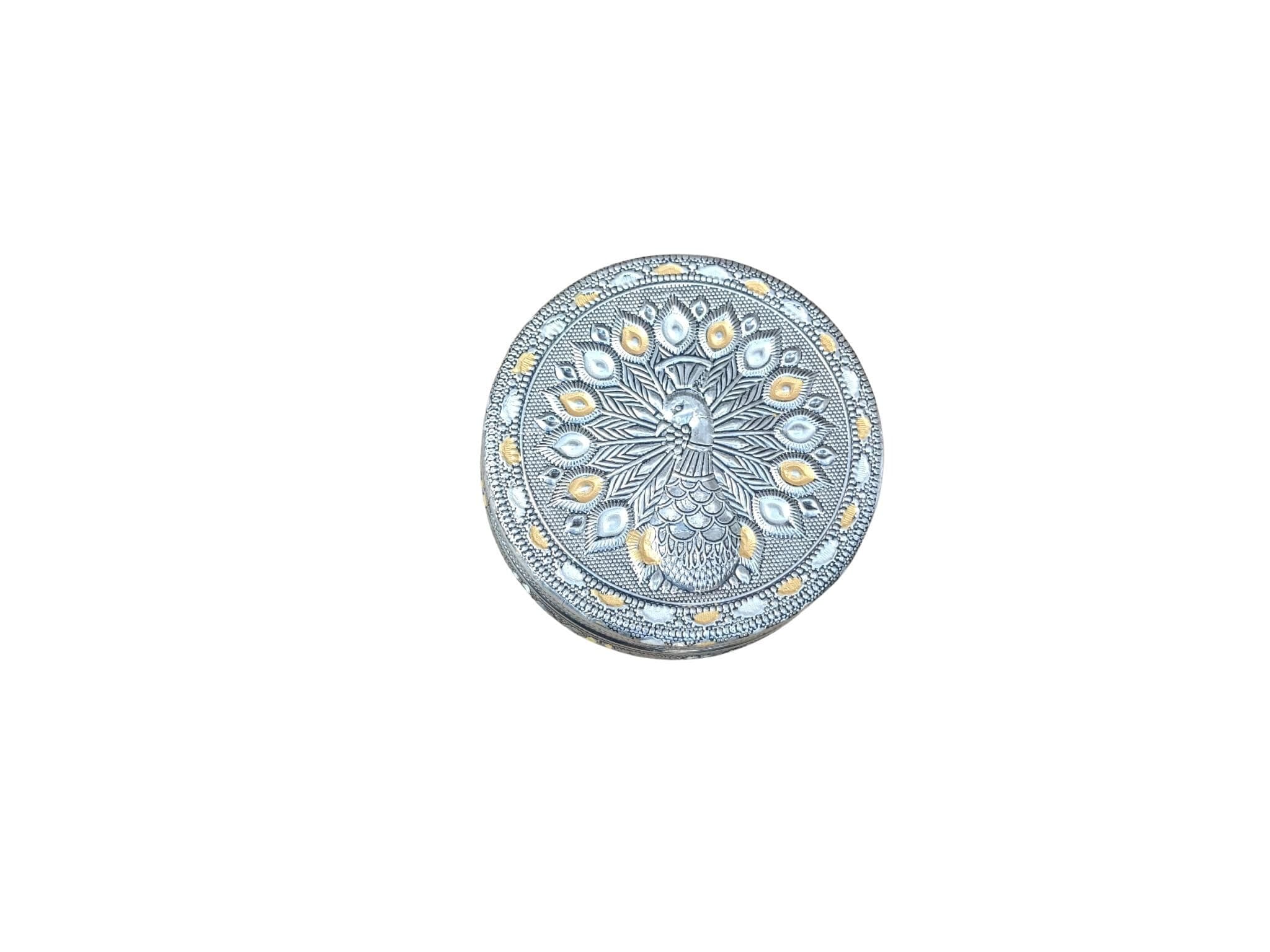 Meenakari Dabba - Handcrafted Oxidized Stainless Steel Storage Container - image 4
