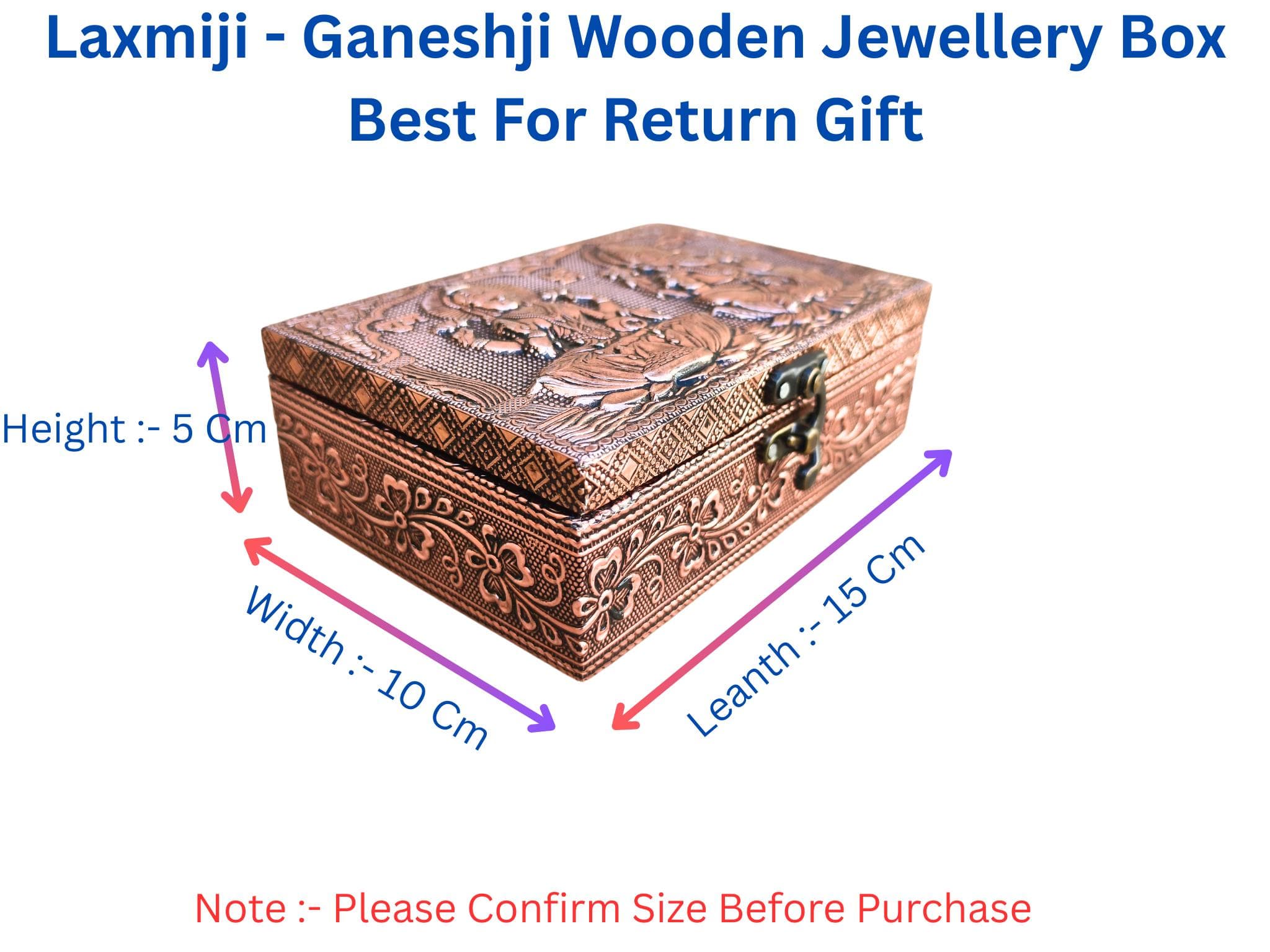 Ganesh Laxmiji Design Copper Oxidized Meenakari Jewellery Box | Handmade Oxidized Vanity Storage (6x4) - image 5