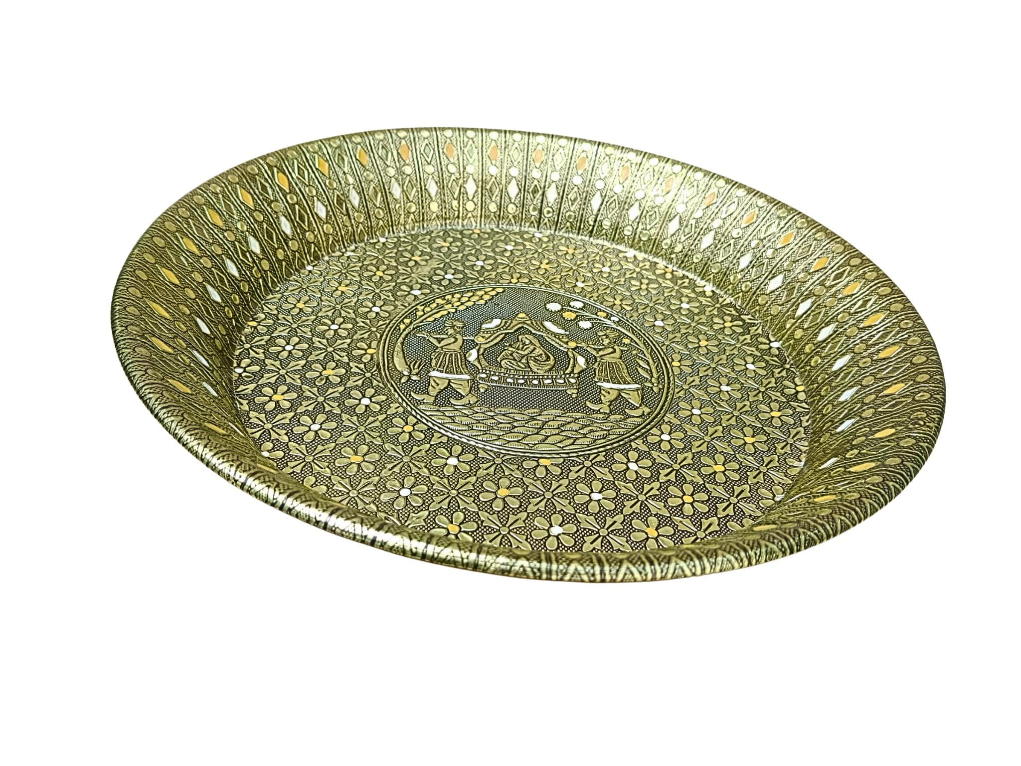 Handmade Meenakari Stainless Steel Thali, Indian Wedding Plate, 14 Inch - image 3
