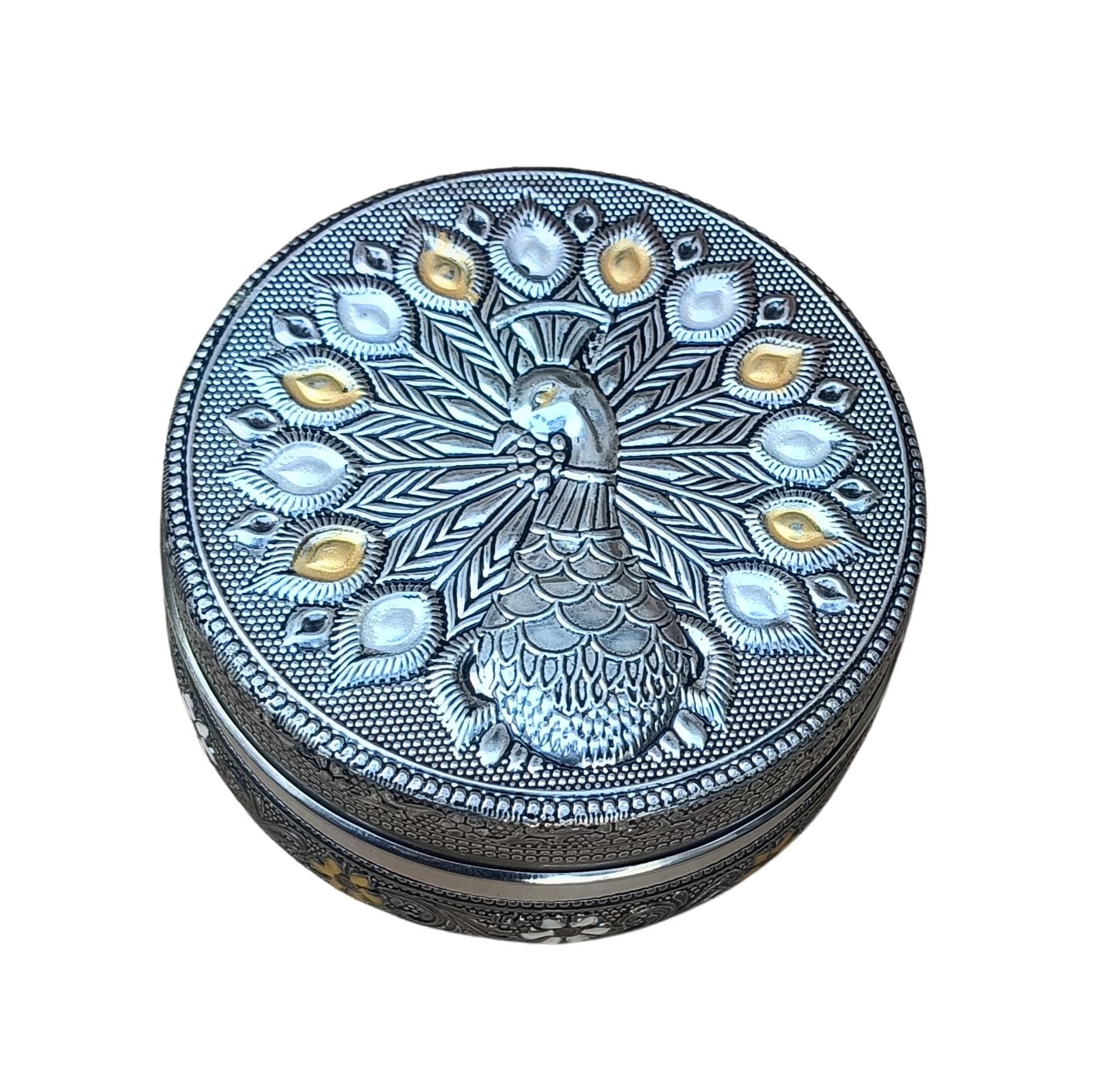 Meenakari Dabba Box – Handcrafted Oxidized Stainless Steel Container - image 5