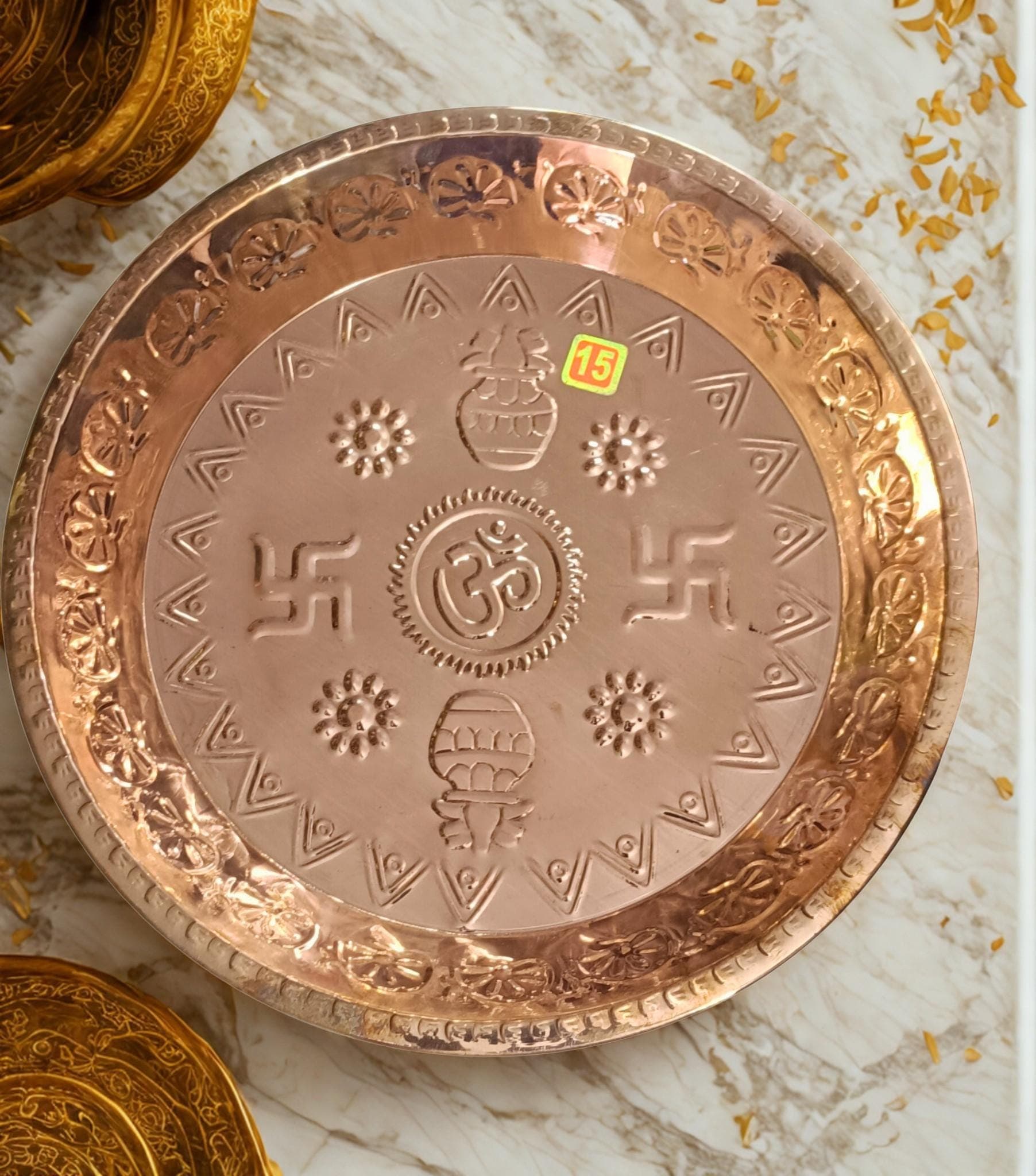 Handcrafted Pure Copper Parat: Multipurpose Mixing & Serving Plate (15 Inch