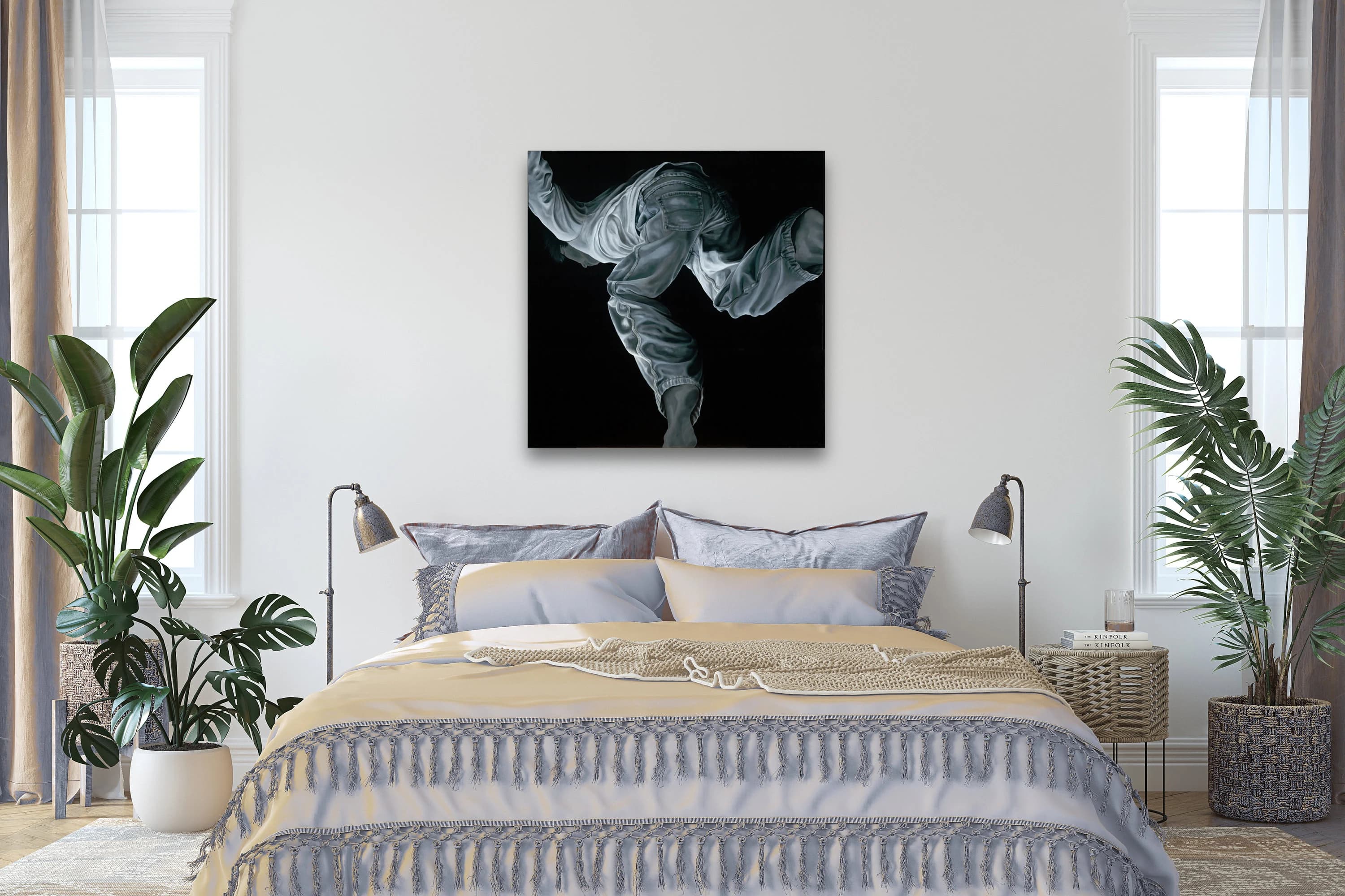 Hyperrealistic Male Figure Art Print, Black and White Giclée Canvas - image 4