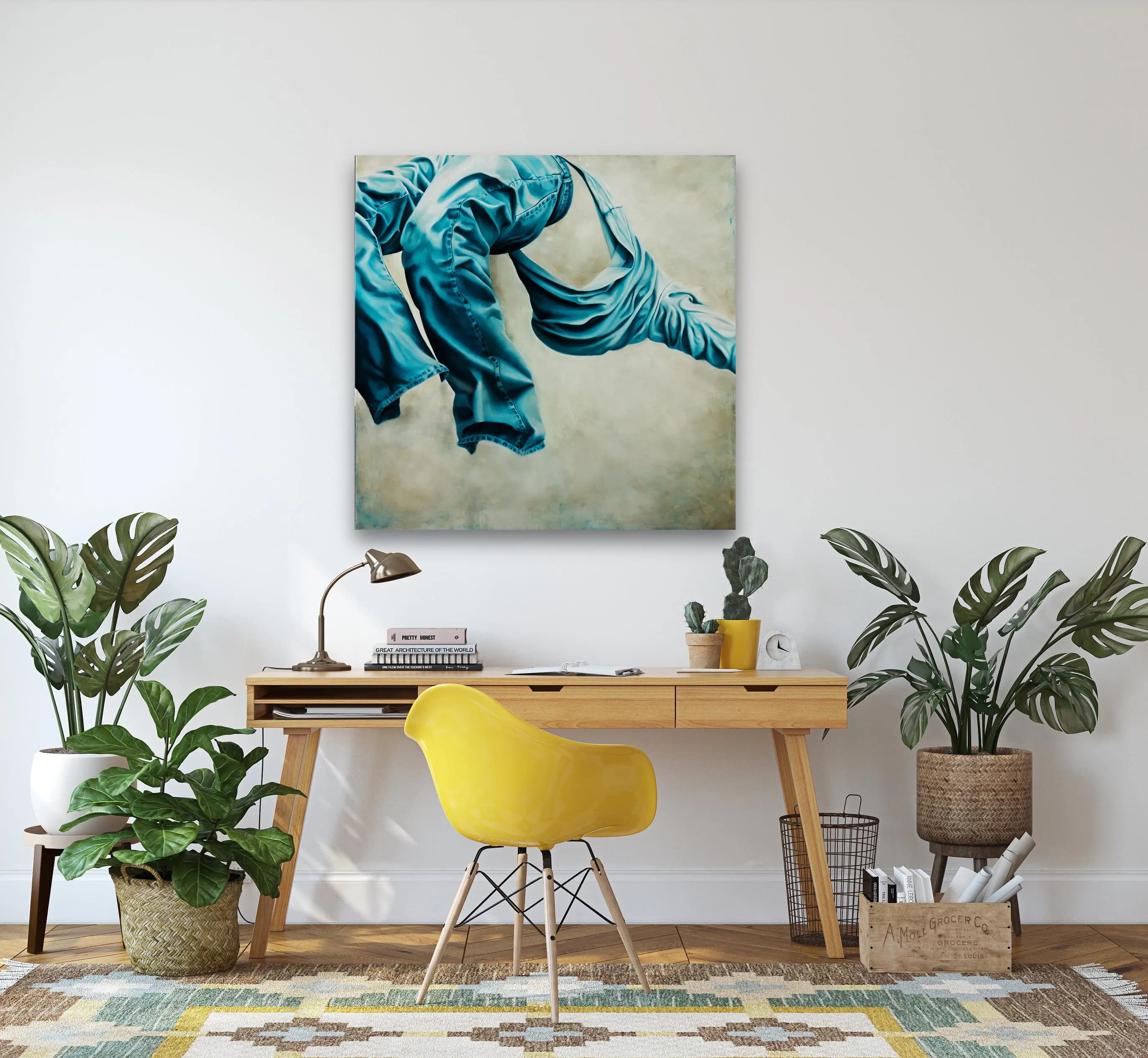 Blue Jeans Surreal Figurative Art Print, Fashion Home Decor