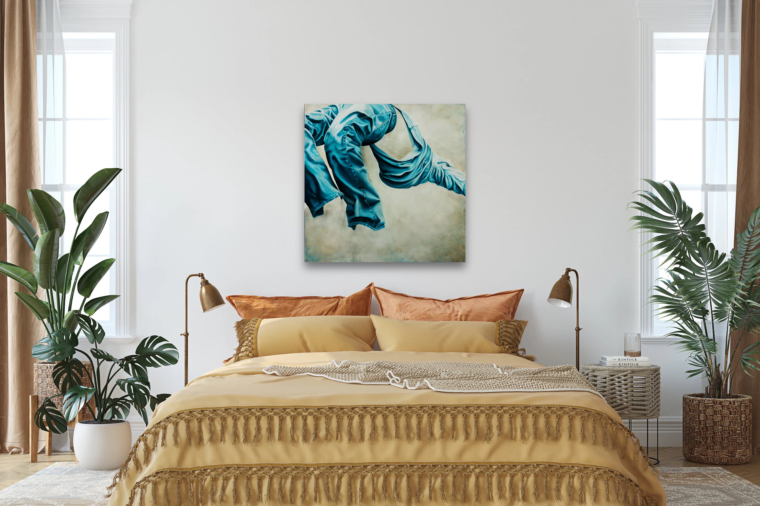 Blue Jeans Surreal Figurative Art Print, Fashion Home Decor - image 5