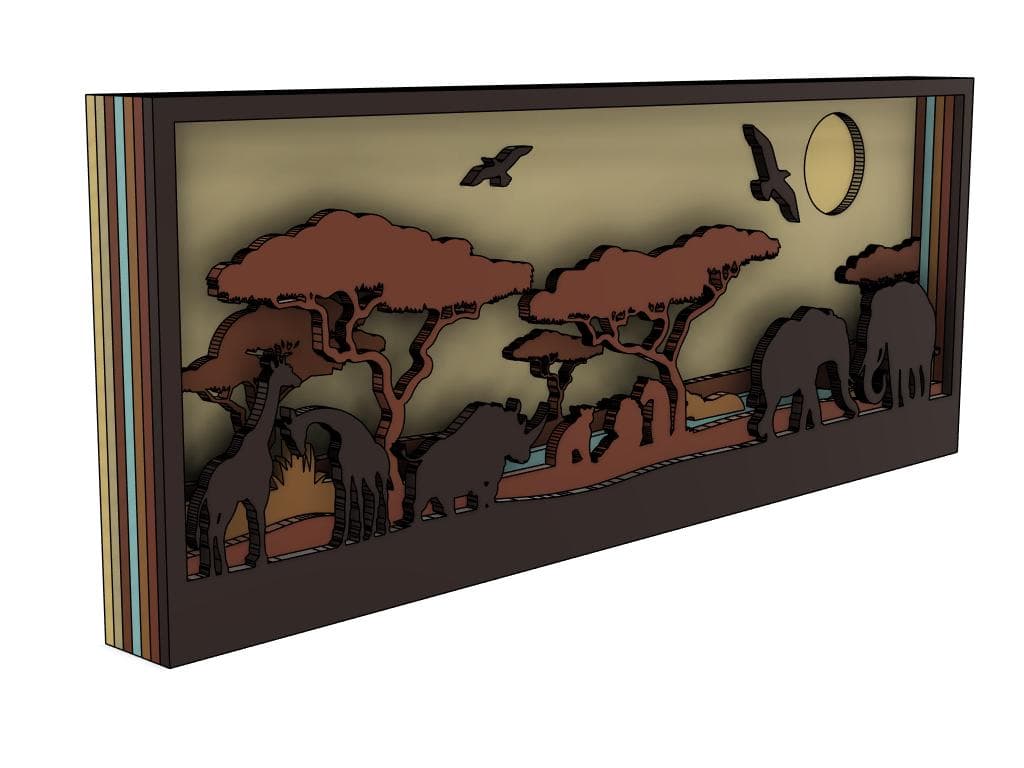 African Serengeti Wildlife Shadow Box Cut File (Digital Download) - image 4