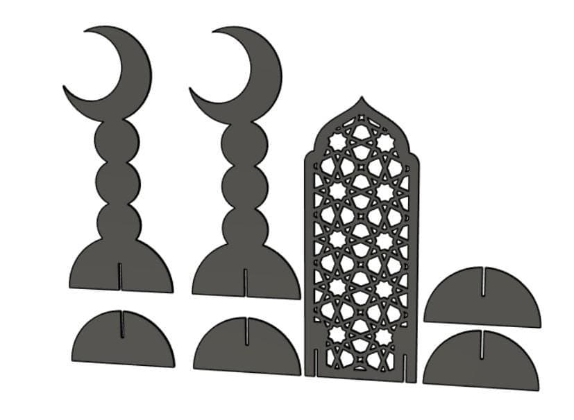 Ramadan Cresent Moon Set Table Decor | Islamic Laser Cut File (svg dxf ai eps) - image 3