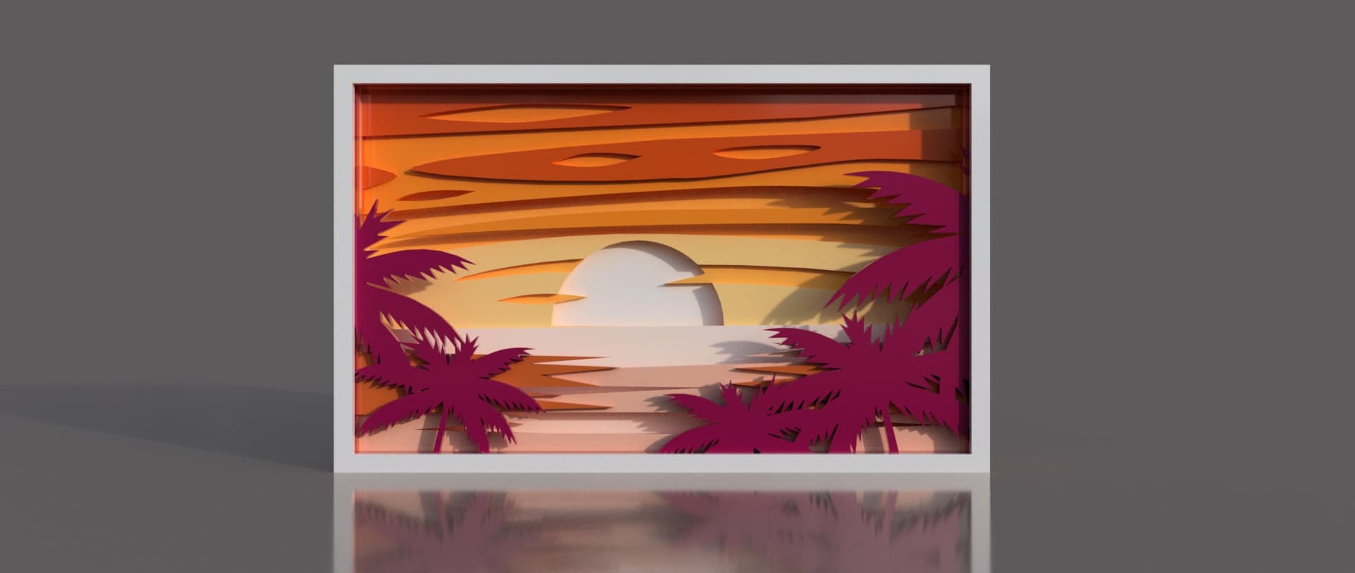 Tropical Sunset Beach Shadow Box CNC Plan SVG ai  dxf eps pdf png - image 5