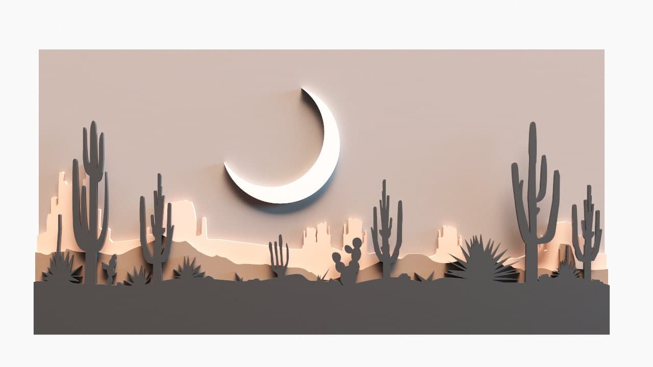 Arizona Desert Cactus Shadow Box, Multilayer Laser Cut Files (Digital Download) - image 4