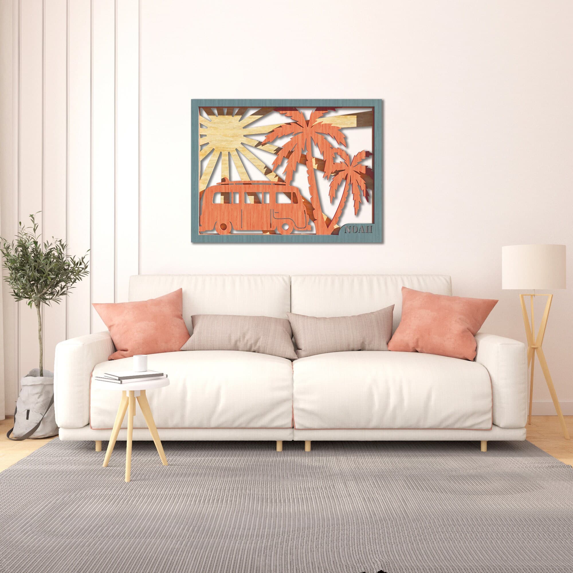Palm Beach SVG Laser Cut Files: Vintage Van, Palms (Digital Download) - image 5