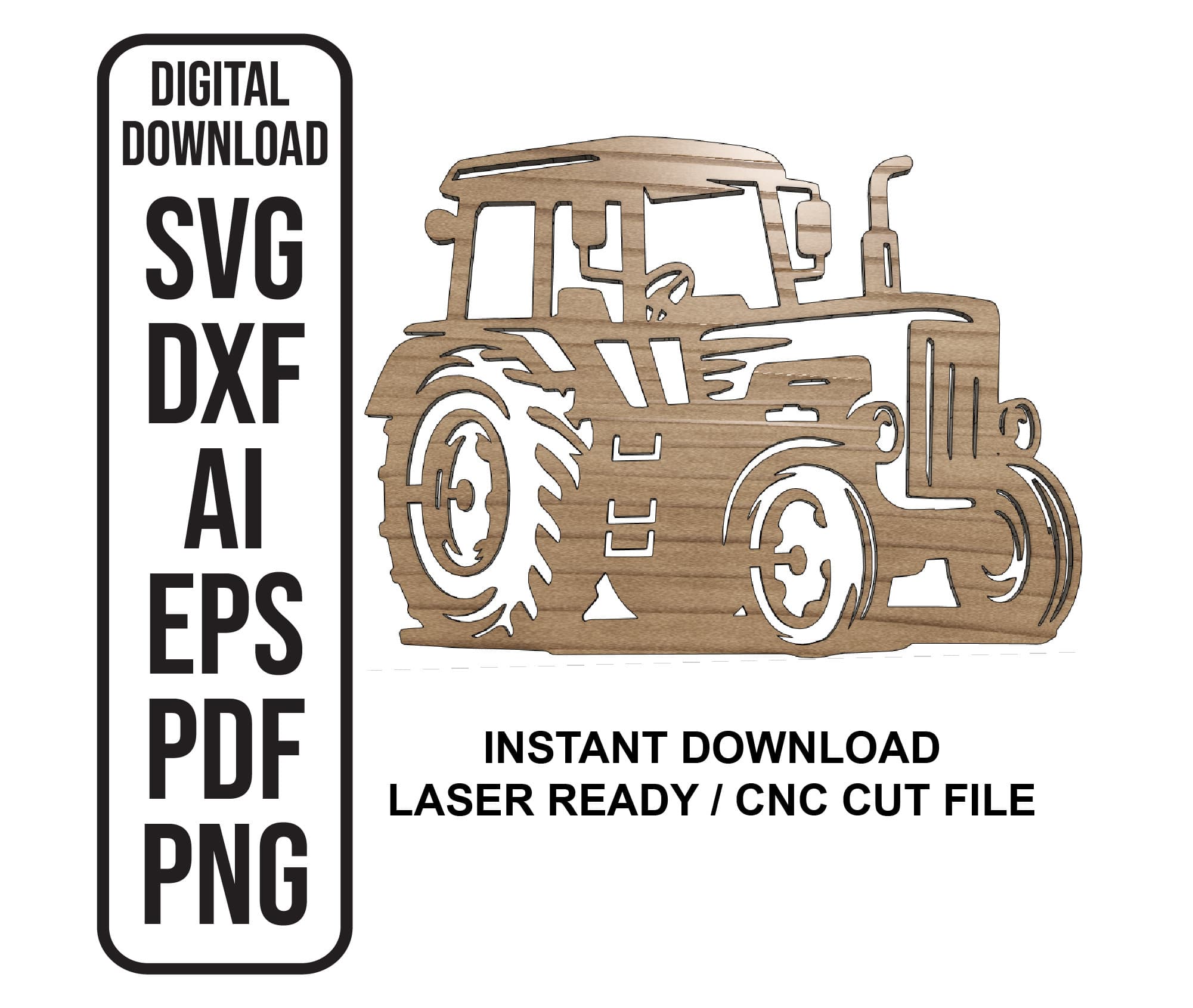 Tractor Laser Cut File, CNC Plan (svg, dxf, eps, pdf, png) (Digital Download)