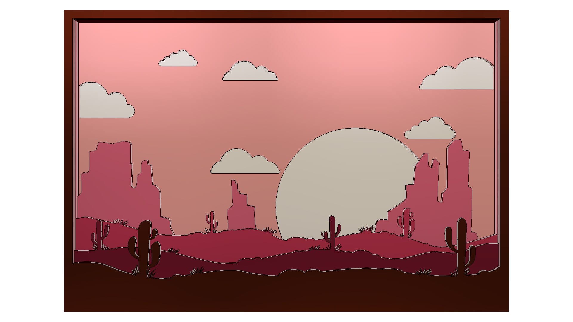 Arizona Desert Laser Cut Files: Multilayer Shadow Box SVG (Digital Download) - image 4