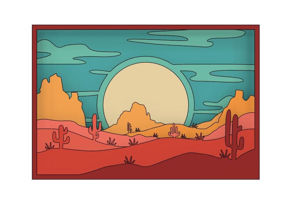 Arizona Desert Cactus Laser Cut File: Multilayer Shadow Box (SVG, PDF, PNG) - image 3