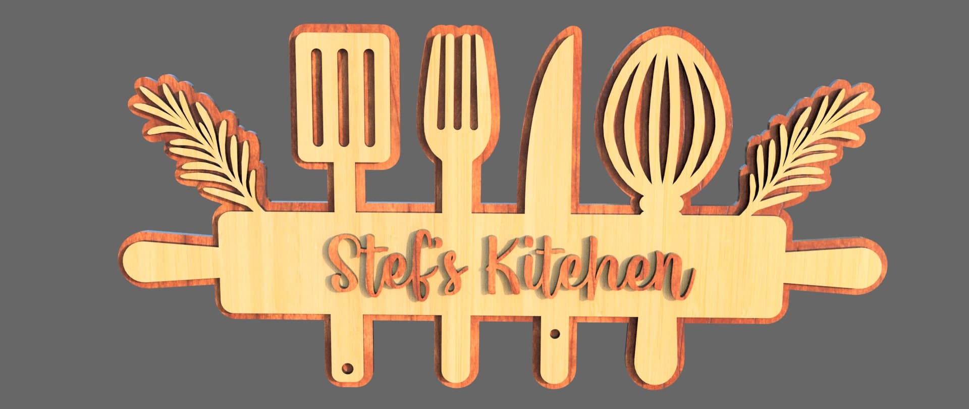 Kitchen Sign SVG Laser Cut File: Mom's Kitchen Decor (Digital Download) - image 3