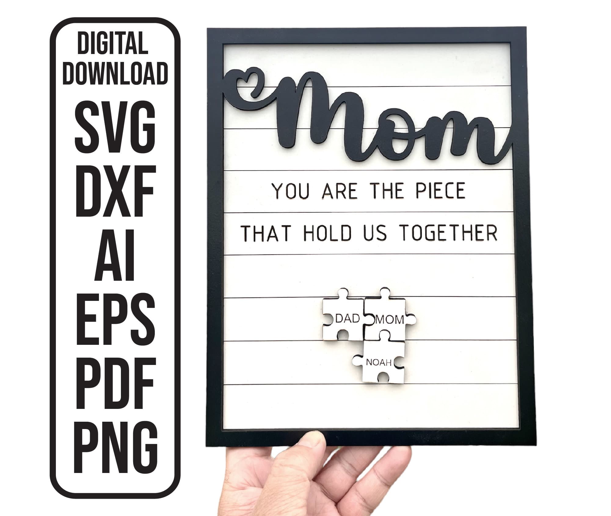 Mothers Day Puzzle Sign Laser Cut File: Custom Family Gift (Digital Download)