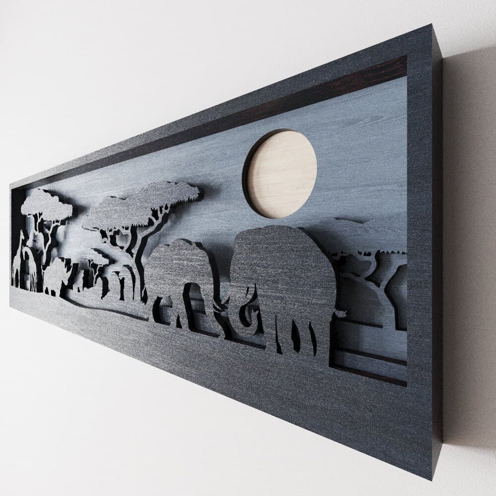 African Savannah Shadow Box Cut Files: Multilayer Laser Cut Design (Digital Download) - image 5