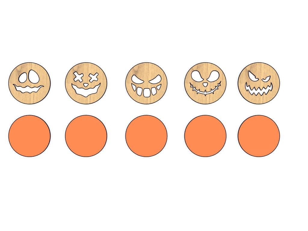Halloween Coasters 5 pieces 10cm diameter 2 layers svg dxf ai eps pdf layered laser cnc files - image 5