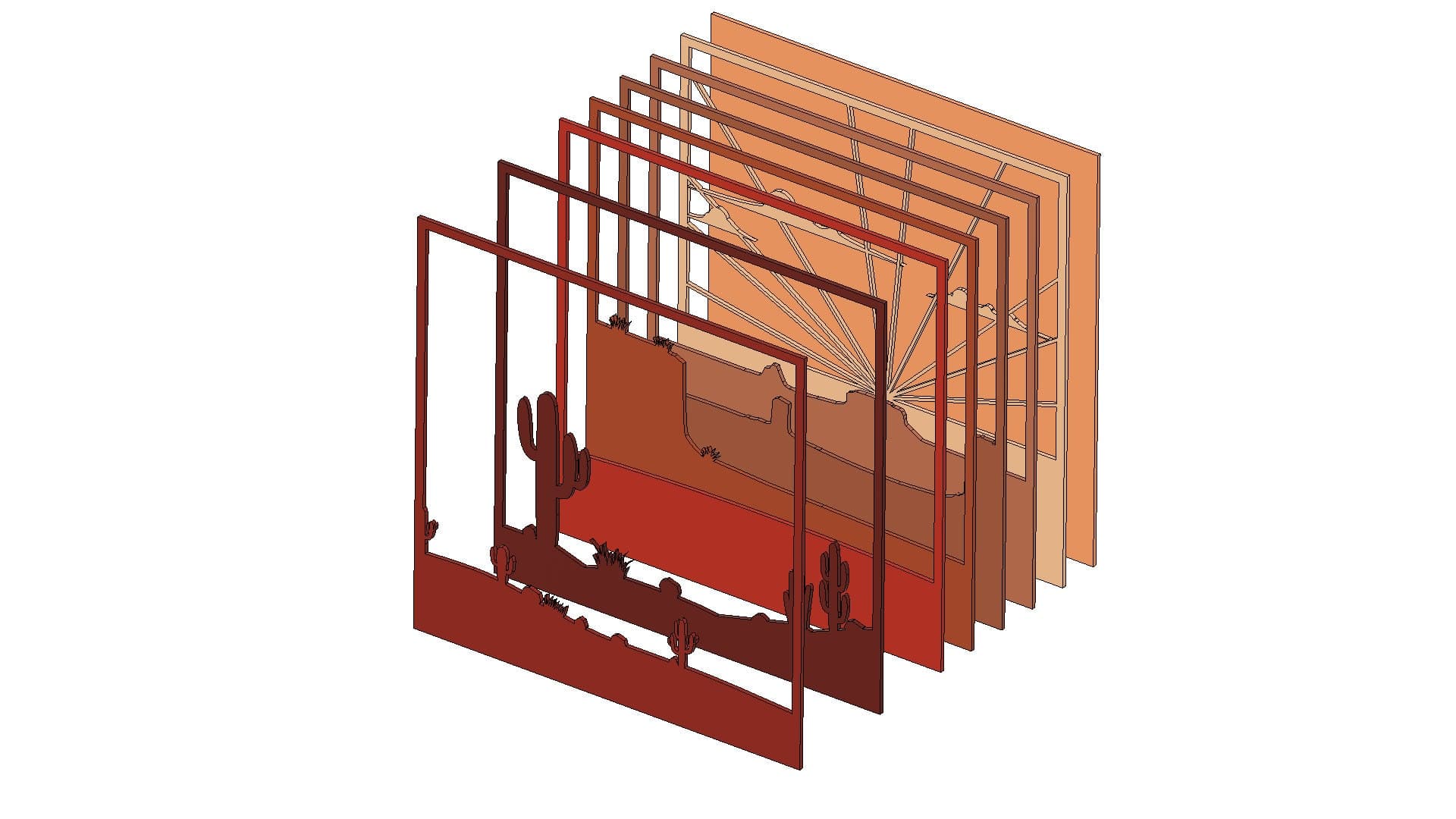 Desert Sunset Shadow Box Laser Cut File: Arizona Cactus (Digital Download) - image 4