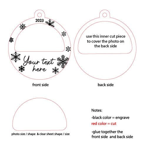 Personalized Christmas Photo Ornament: Laser Cut SVG File (Digital Download) - image 4